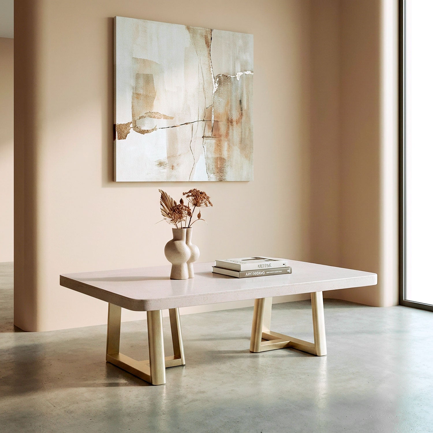 Mesa de Centro Sabina Marmolado, Champaña Premium.