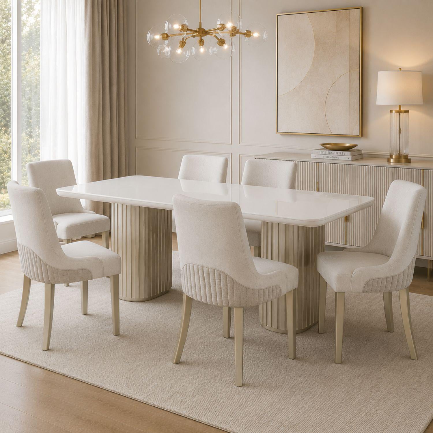 Comedor 6 Puestos Bonn Eurolino Premier Perla, Champaña