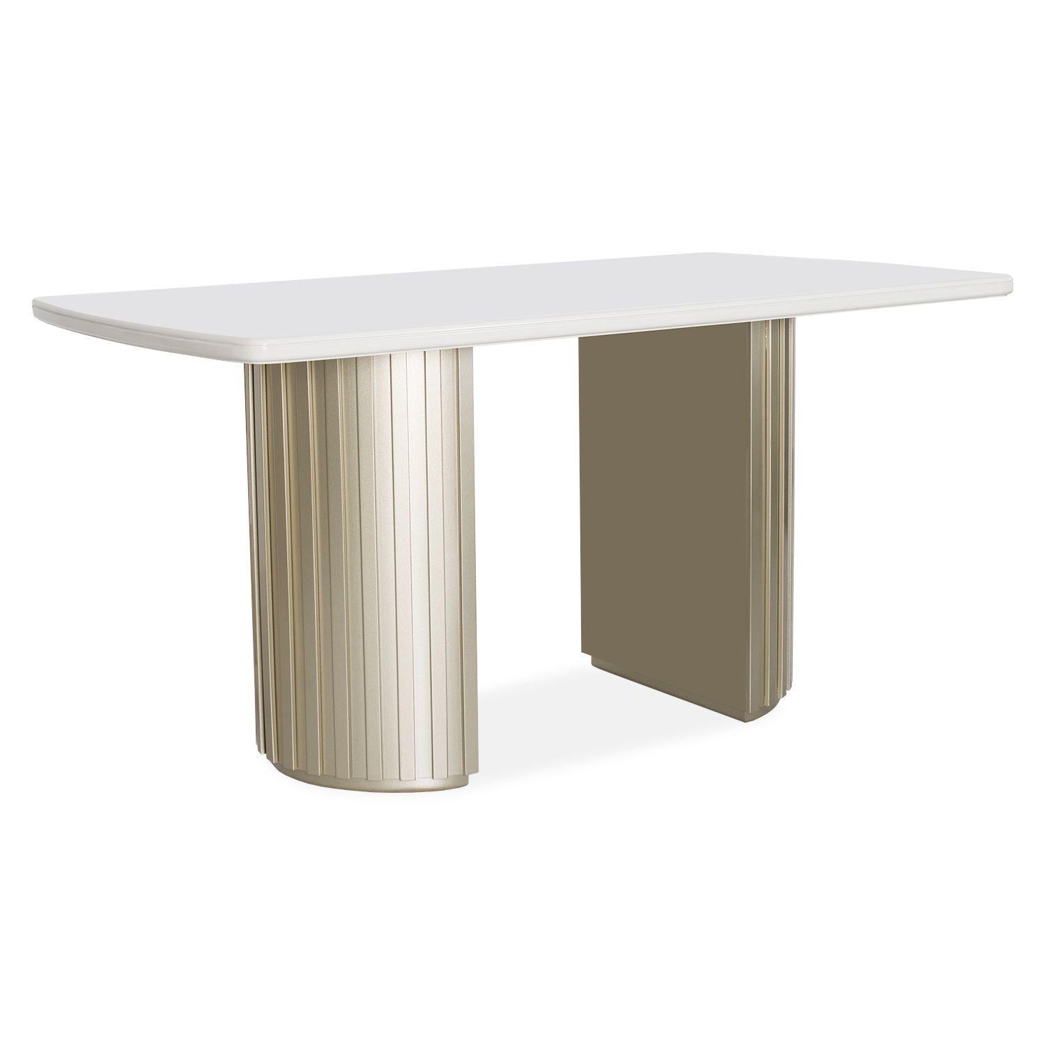 Comedor 6 Puestos Firence Eurolino Blanco Puro, Champaña