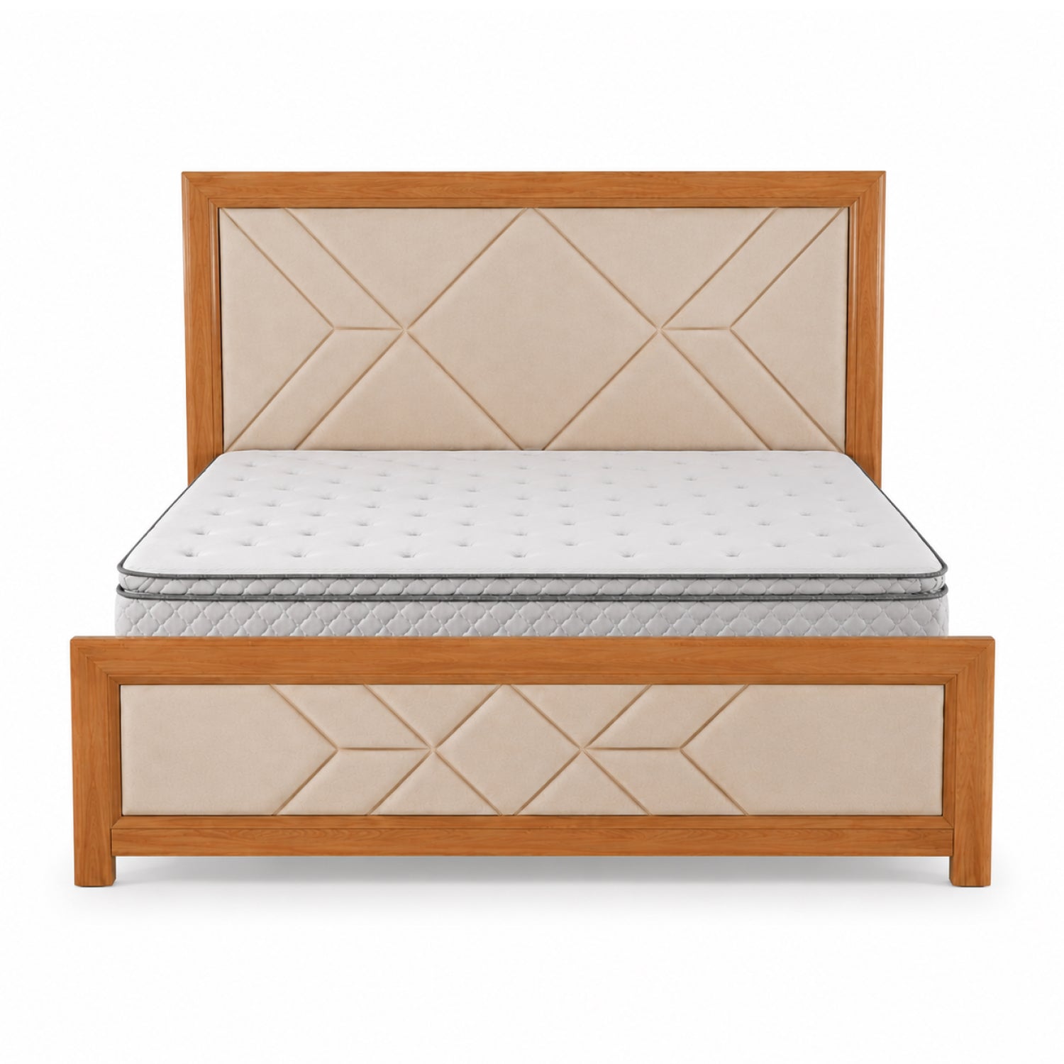 Combo Cama King Marriot Beige, Natural + Colchón Lexus Deluxe Pillow Top