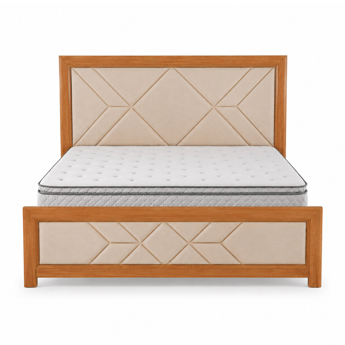 Combo Cama King Marriot Beige, Natural + Colchón Lexus Deluxe Pillow Top