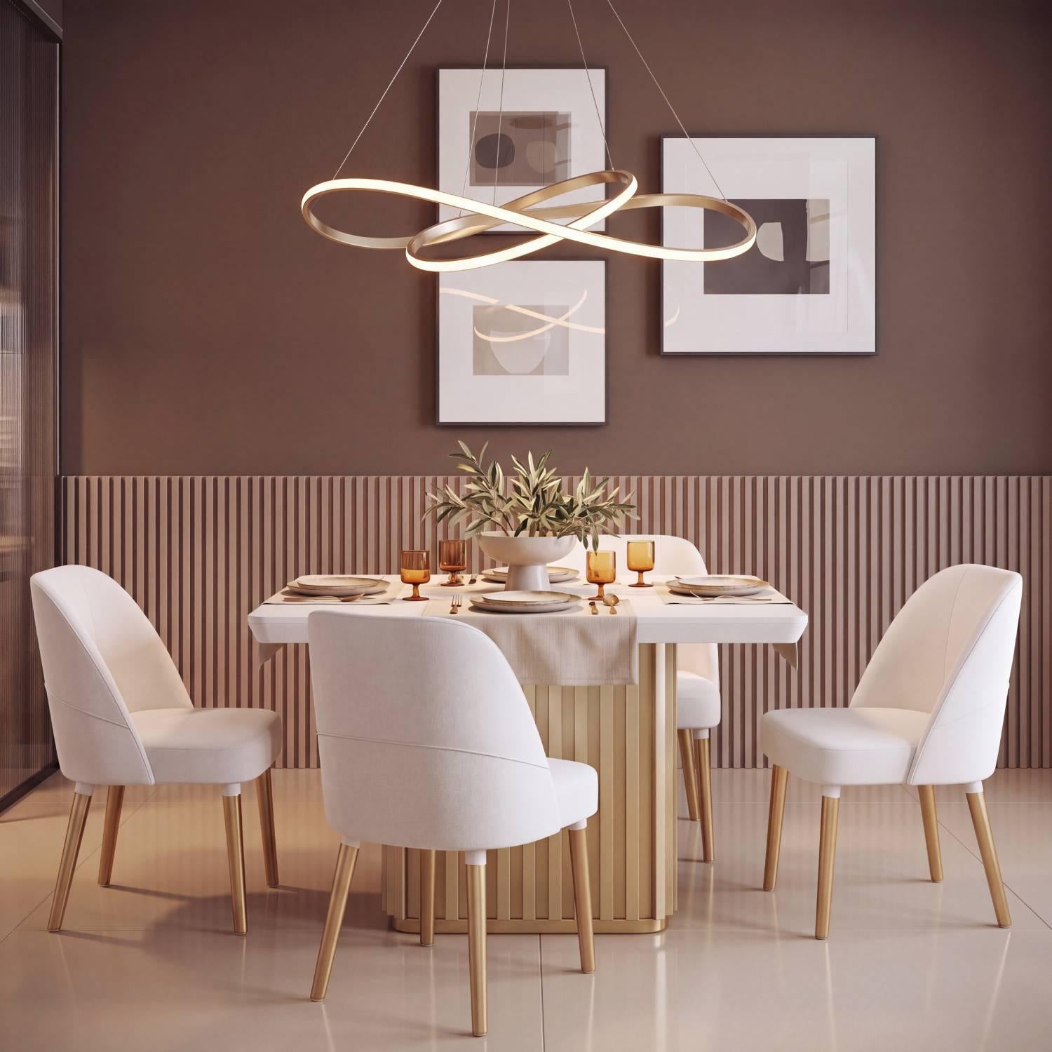 Comedor 4 Puestos Nicole Dash Marfil, Blanco Perla, Champaña
