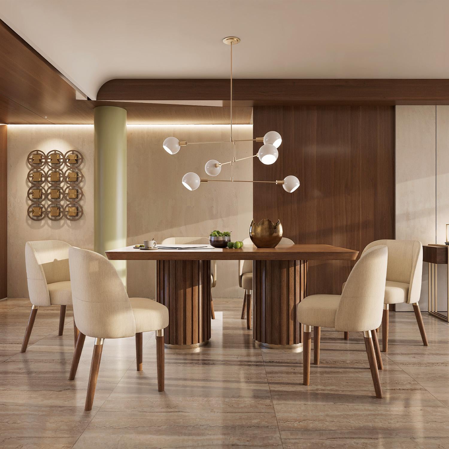 Comedor 6 Puestos Nicole Dash Marfil, Blanco Perla, Champaña