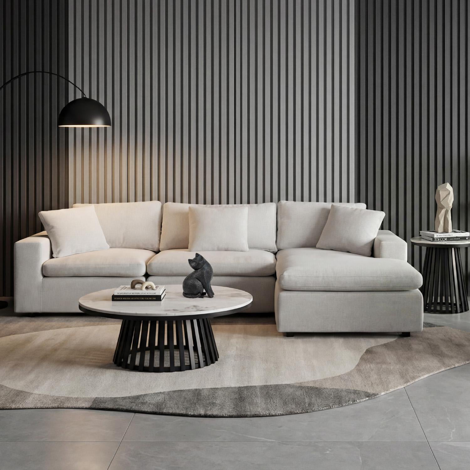 Juego de Sala Creta Velvet Impetu Plata, Negro 240 Mts