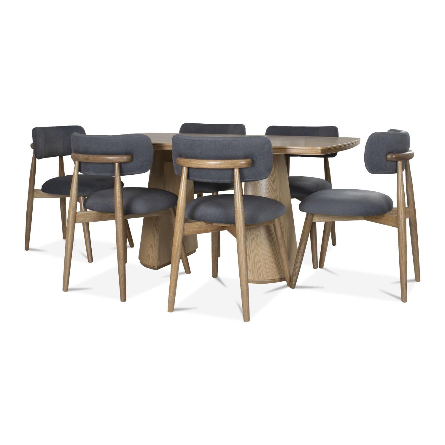 Comedor 6 Puestos Ankara Velvet Primada Plomo, Natural