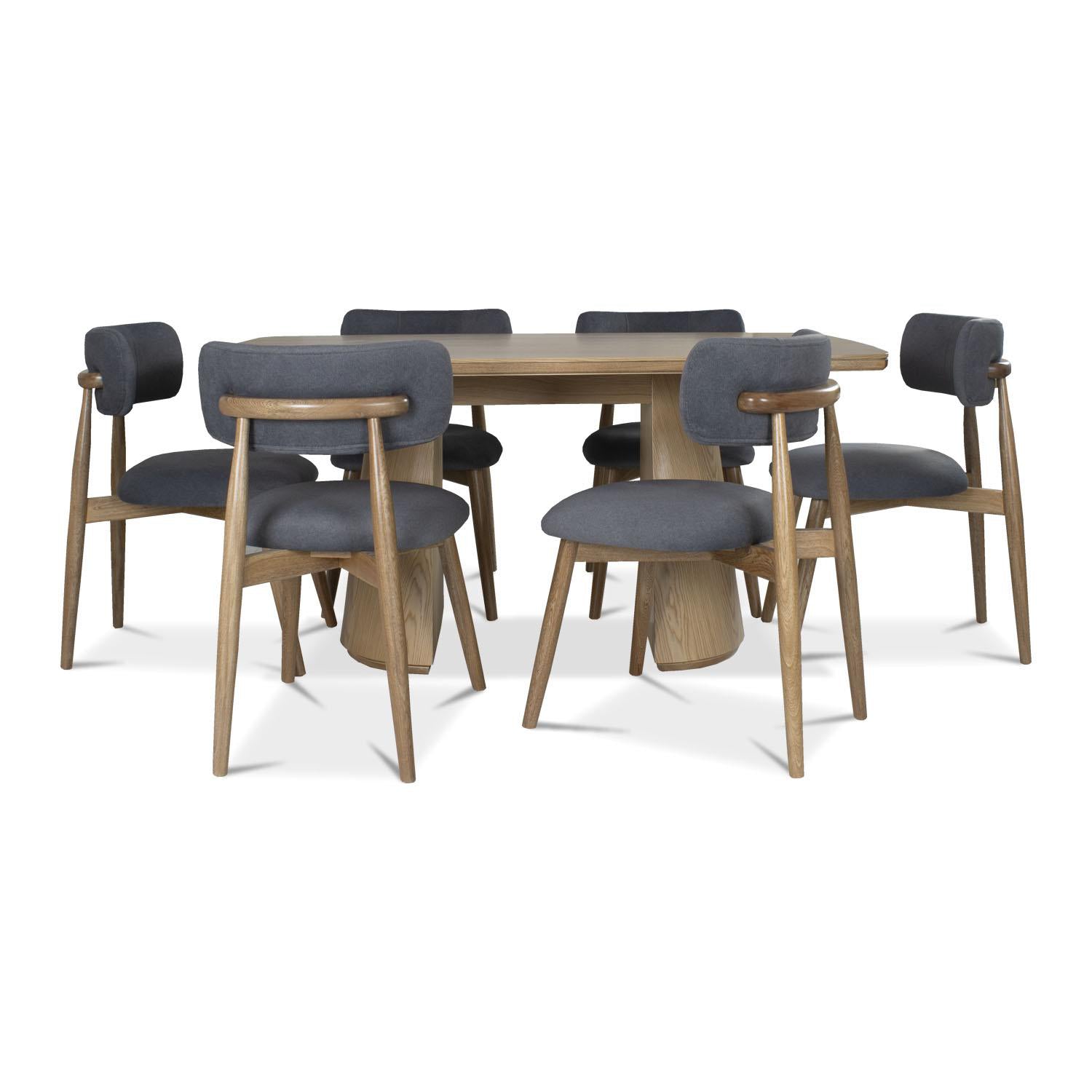 Comedor 6 Puestos Ankara Velvet Primada Plomo, Natural