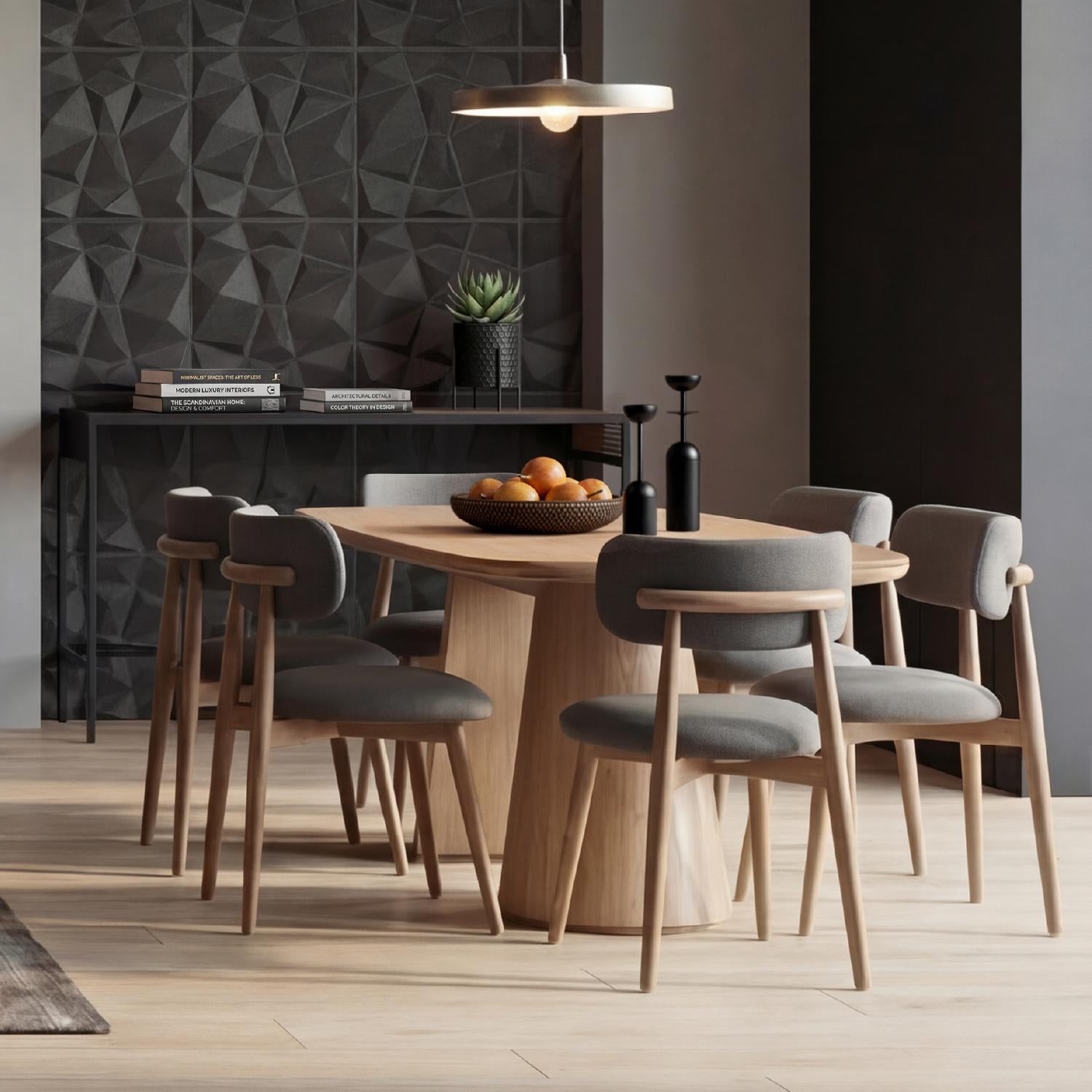 Comedor 6 Puestos Ankara Velvet Primada Plomo, Natural