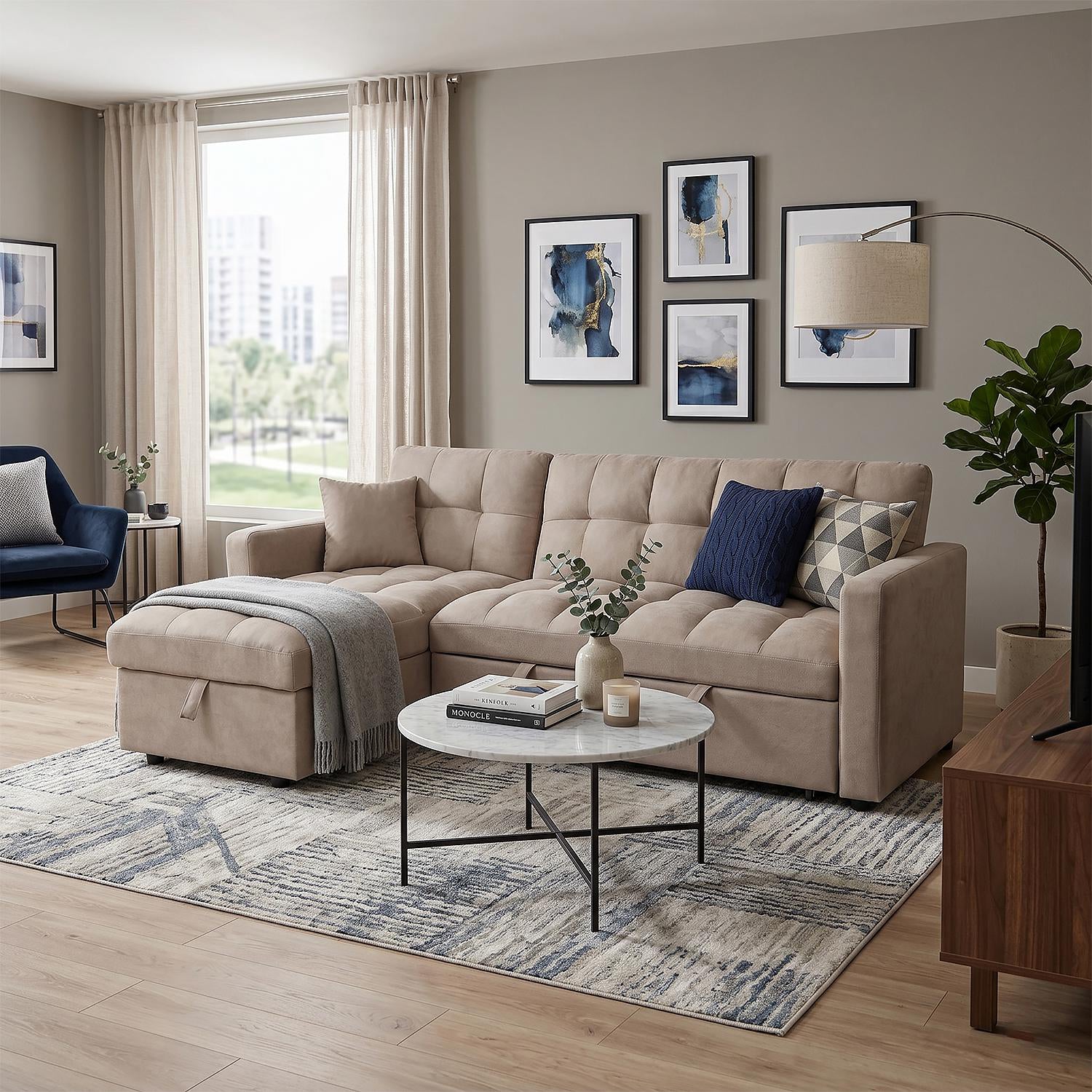 Sala Cama Lenon Microfibra Beige