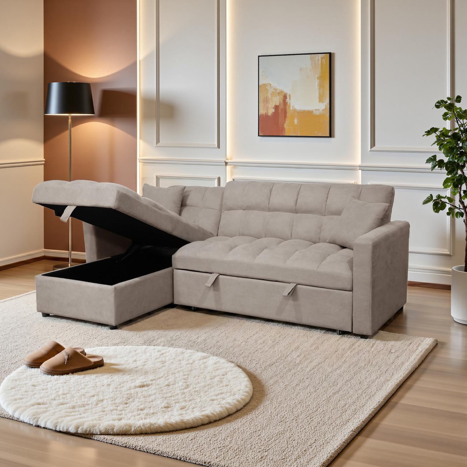 Sala Cama Lenon Microfibra Beige