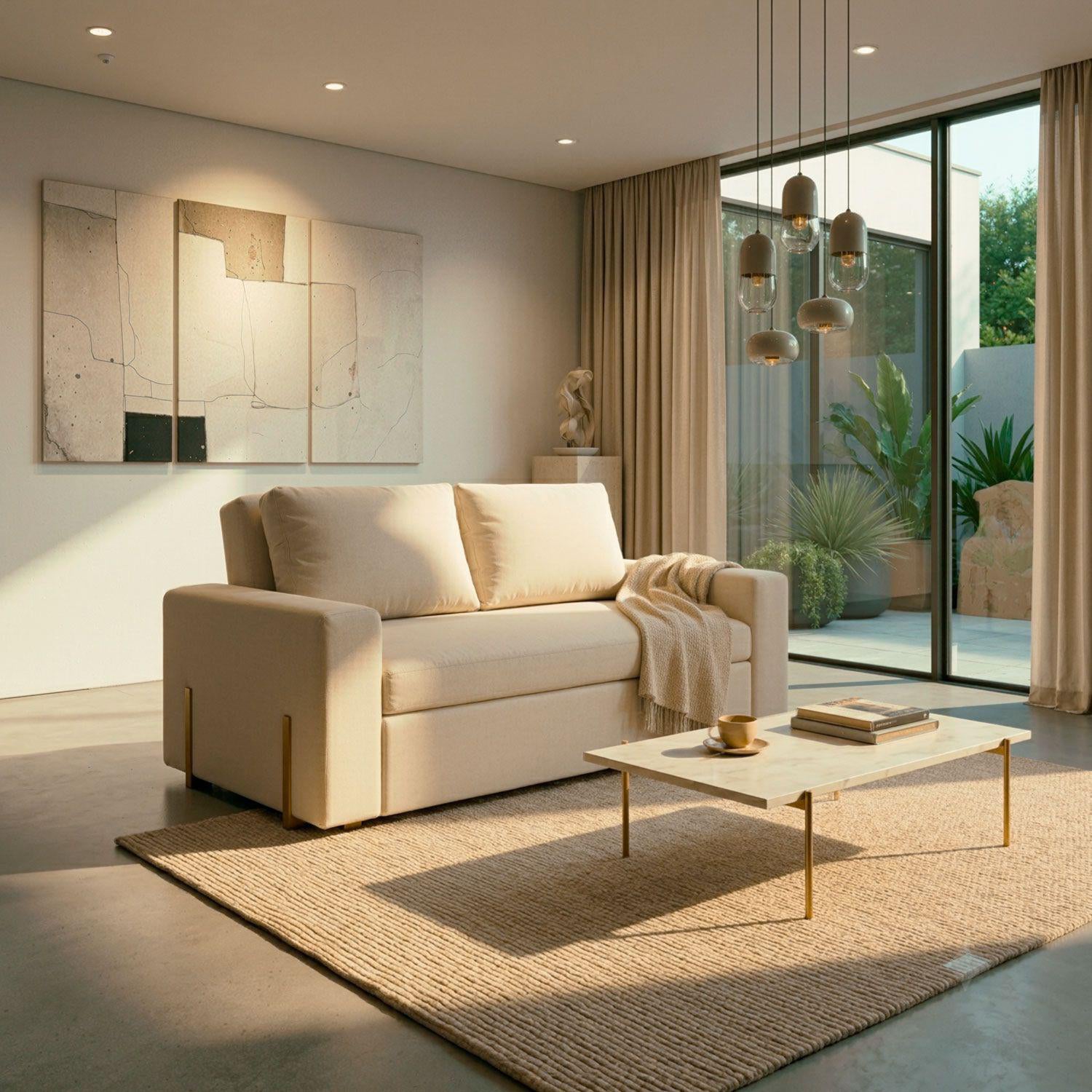 Sofá Cama Sevilla Eurolino Vitore Blanco, Nutural