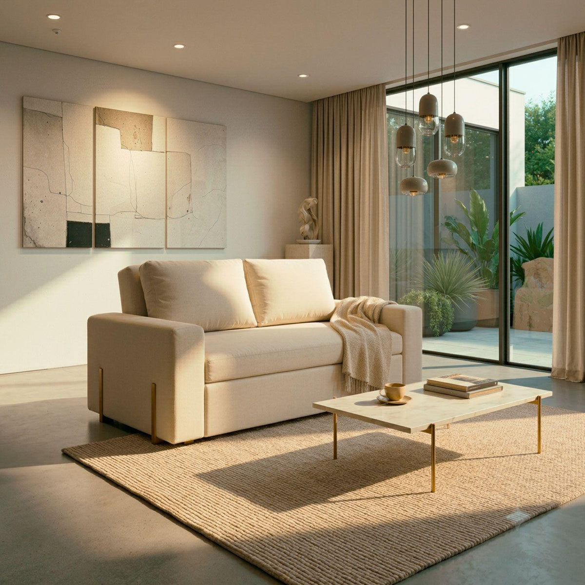 Sofá Cama Sevilla Eurolino Vitore Blanco, Nutural