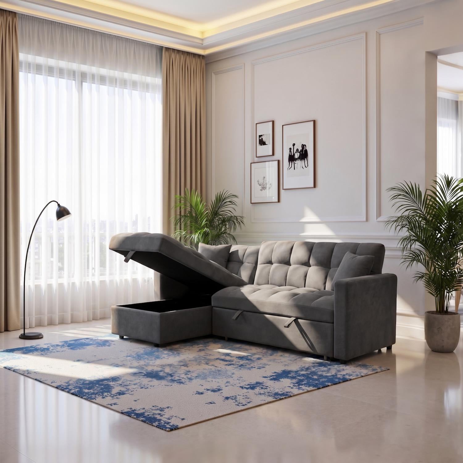 Sala Cama Lenon Microfibra Plomo