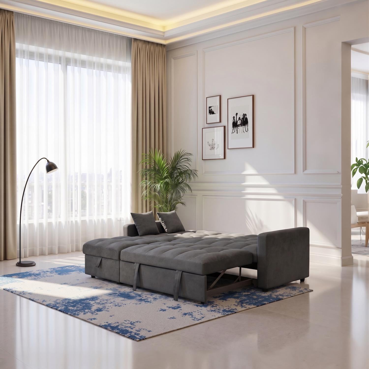 Sala Cama Lenon Microfibra Plomo