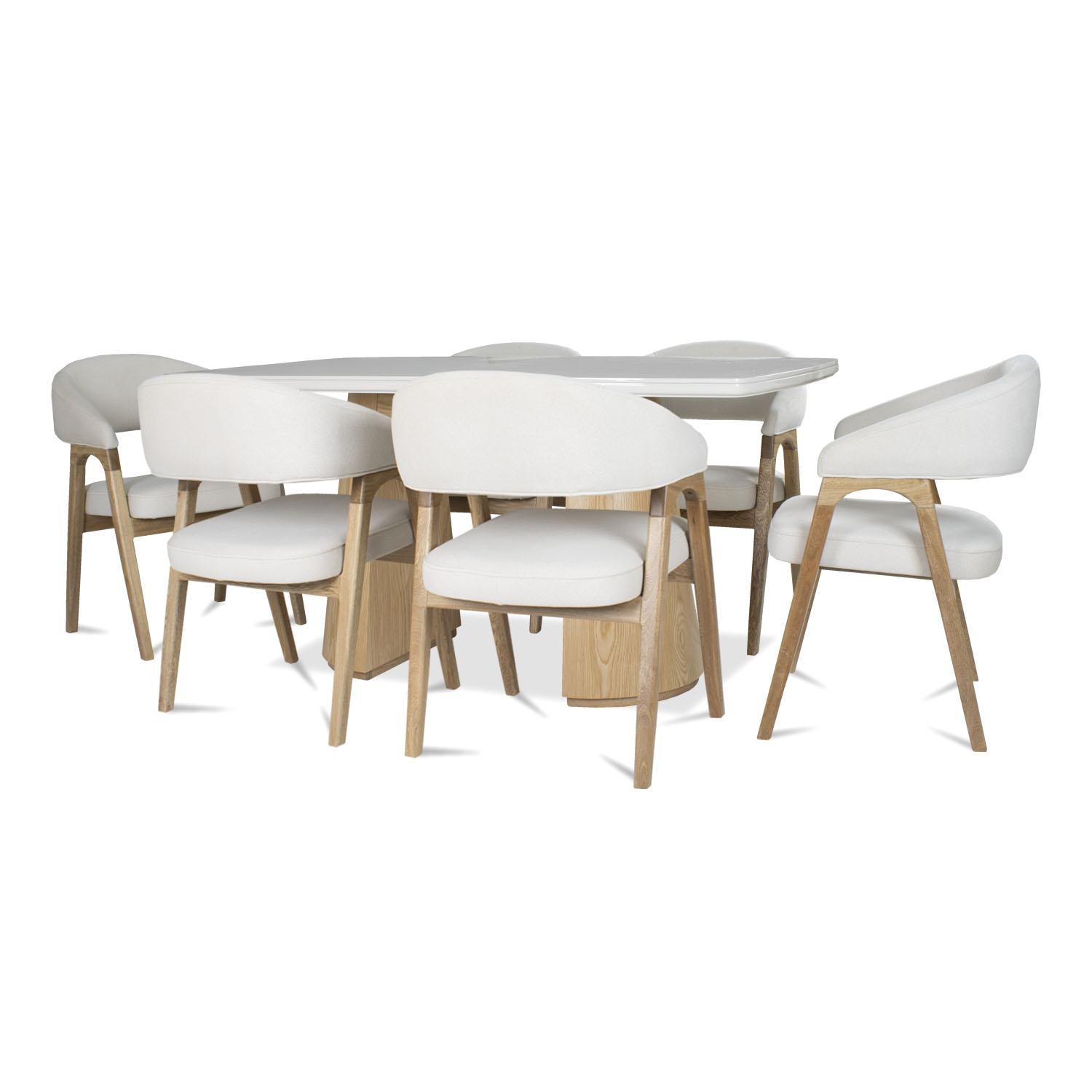 Comedor 6 Puestos Vicka Velvet Serena Crema, Natural