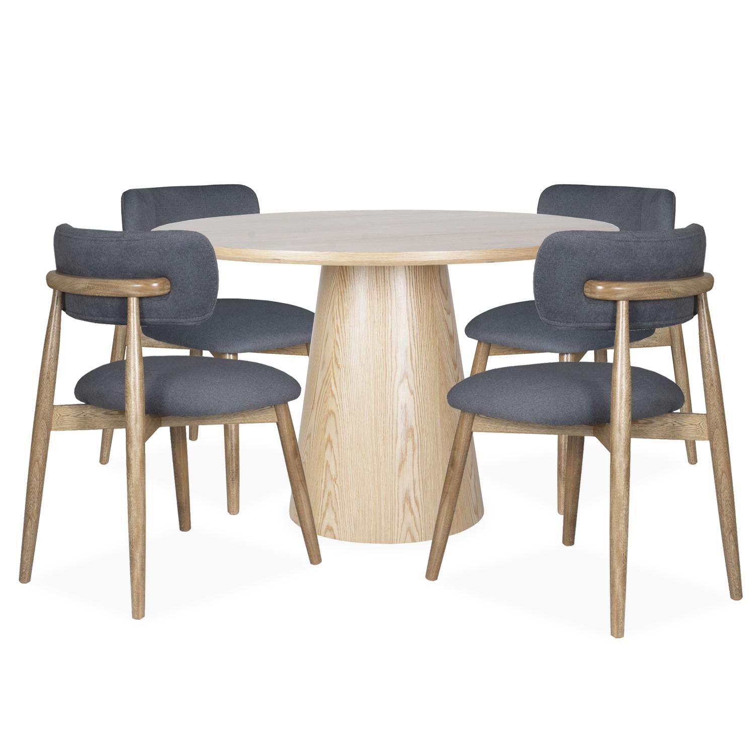 Comedor 4 Puestos Ankara Velvet Primada Plomo, Natural