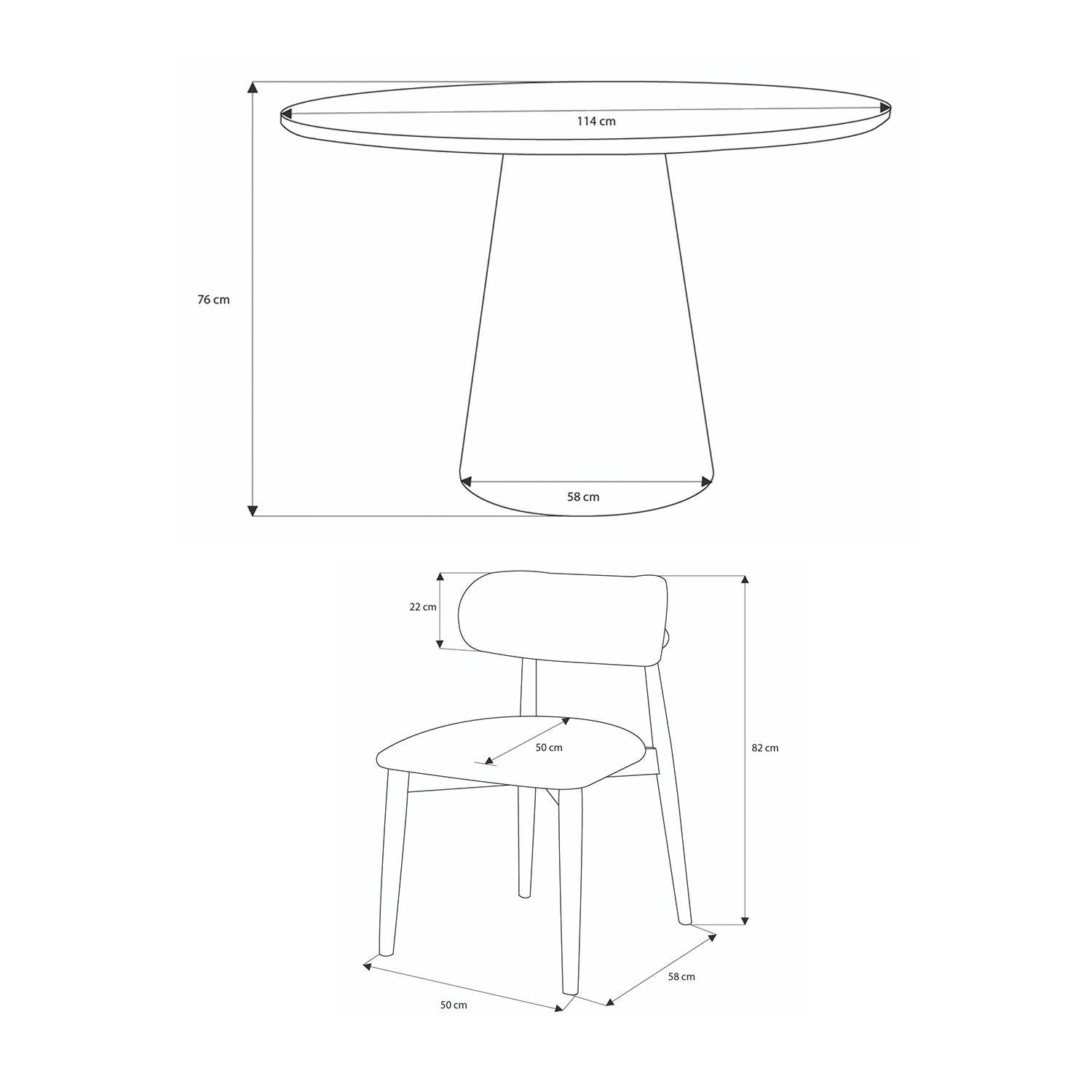 Comedor 4 Puestos Ankara Velvet Primada Plomo, Natural
