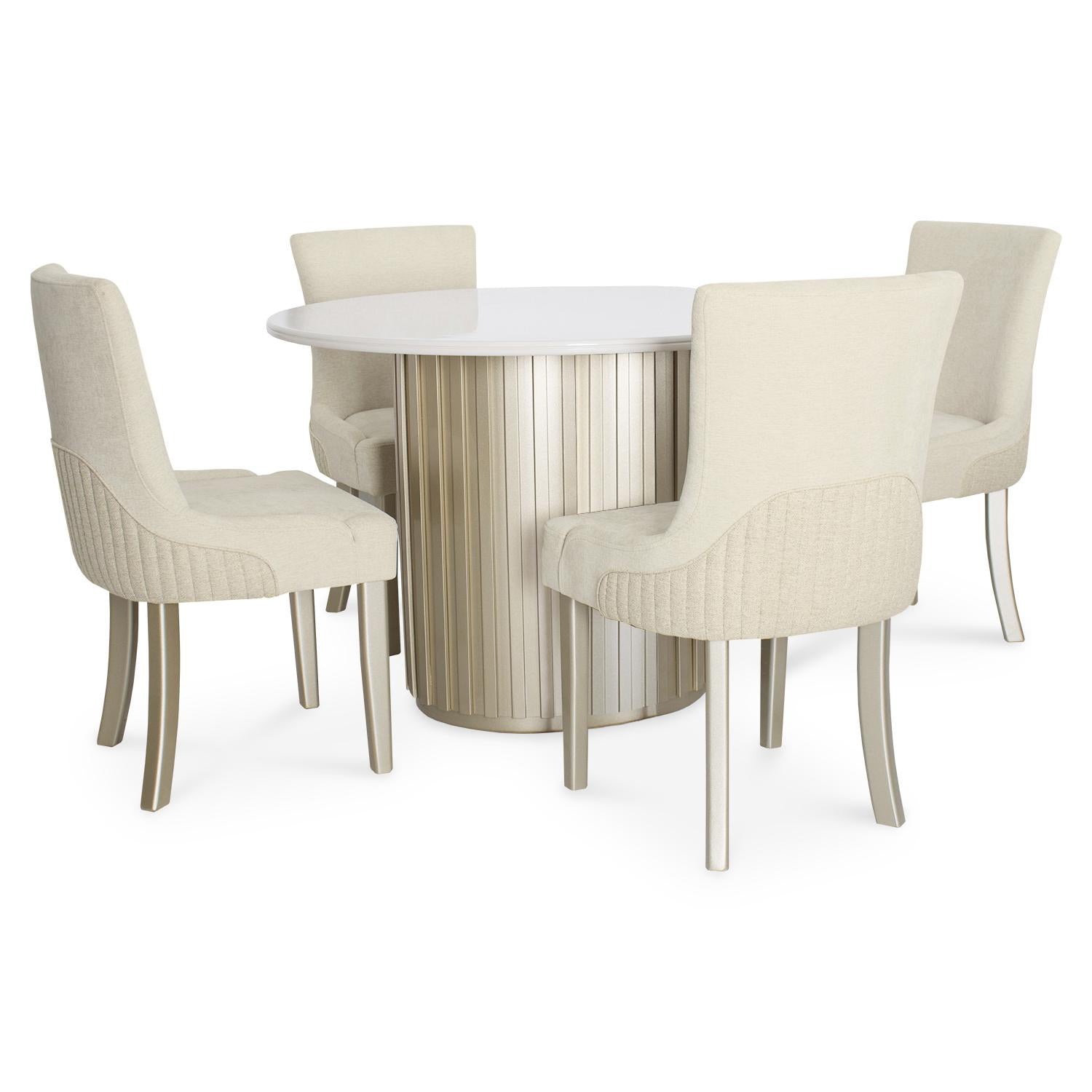 Comedor 6 Puestos Firence Chenille Almendra, Champaña