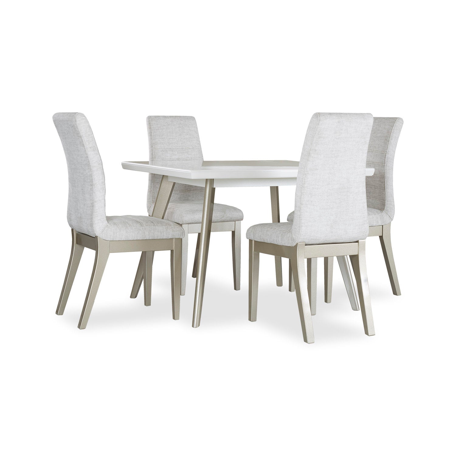 Comedor 4 Puestos Bruno Velvet Beige, Champaña Poliuretano