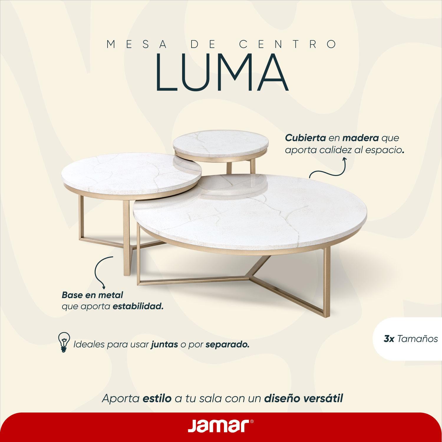 Mesa de Centro Luma 60 Marmolado, Champaña