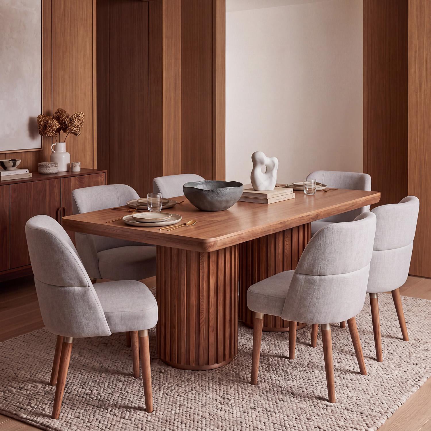 Comedor 6 Puestos Nicole Impetu Plata, Natural