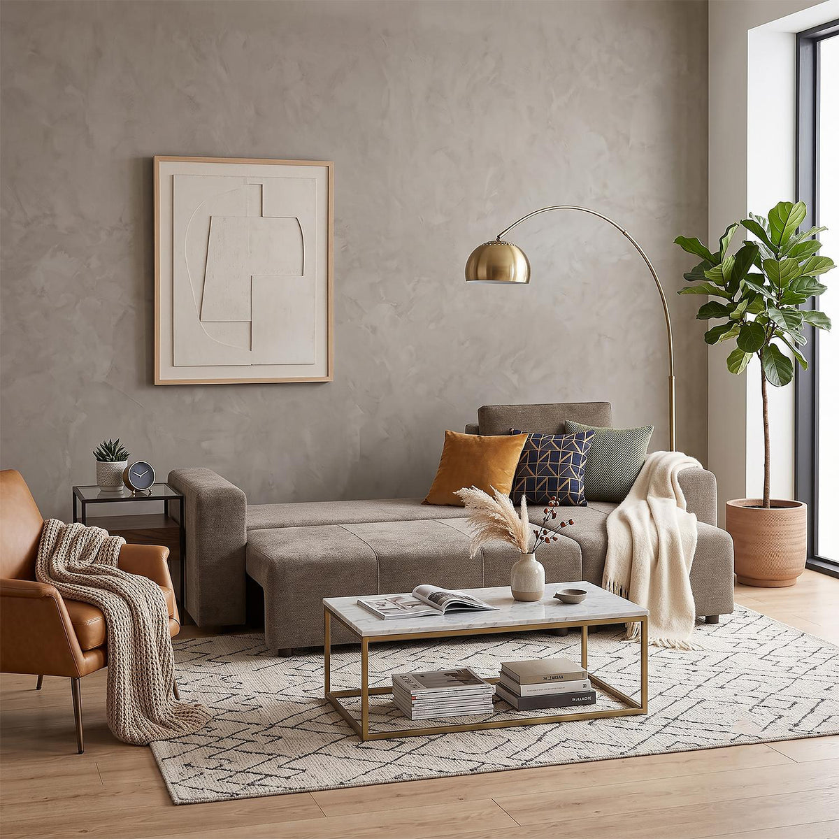 Sala Cama Atenas Chenille Beige
