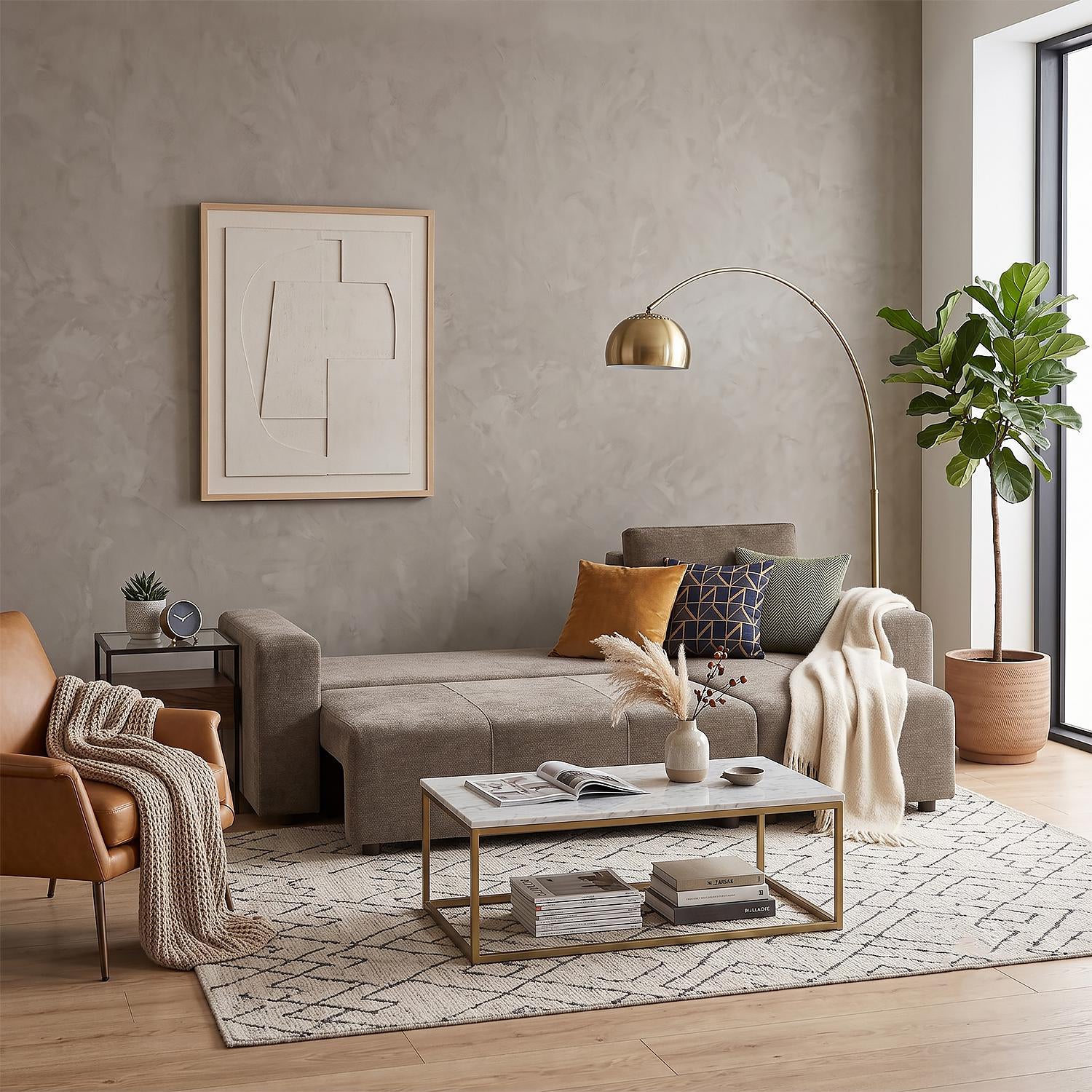 Sala Cama Atenas Chenille Beige
