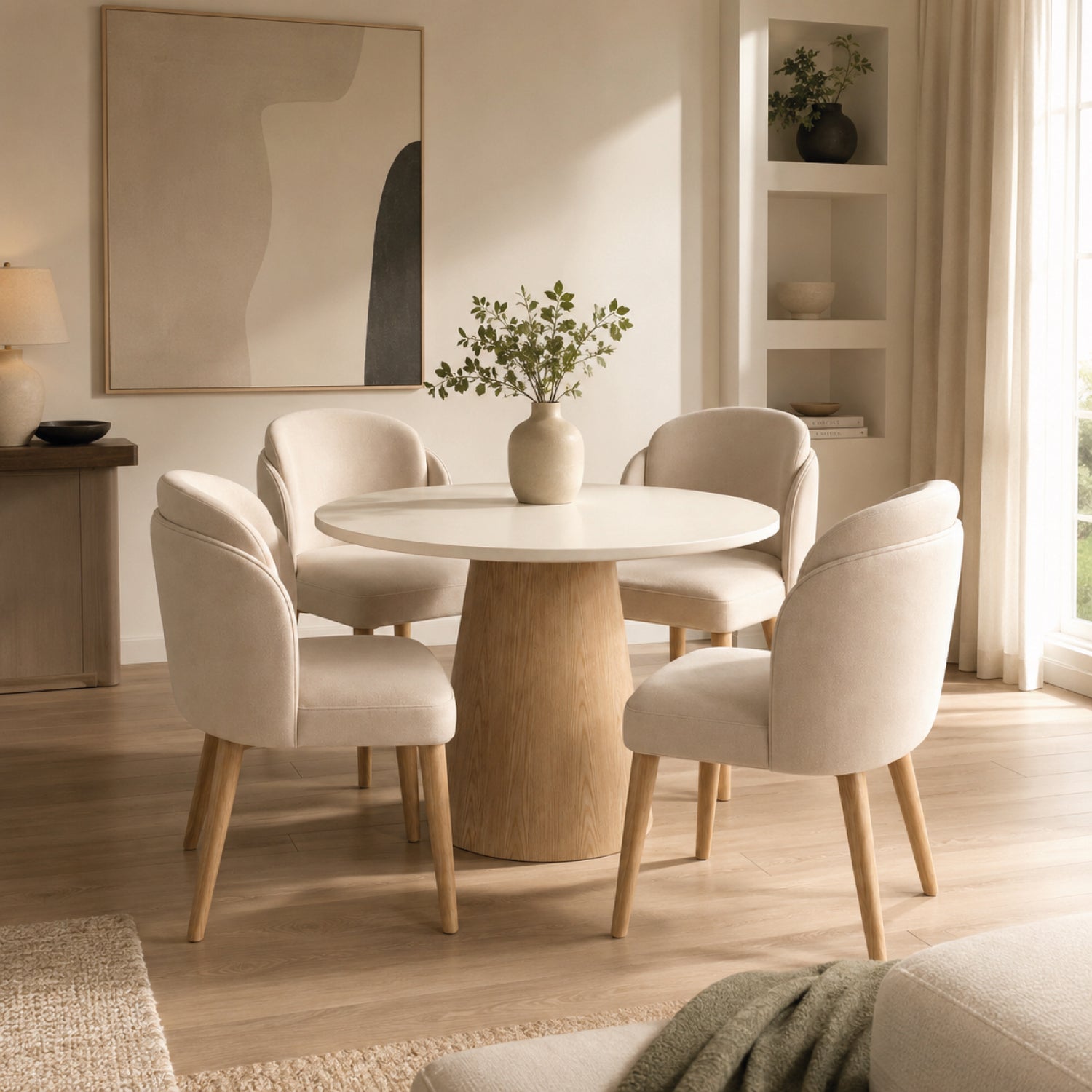 Comedor 4 Puestos Torino Imputu Beige, Natural