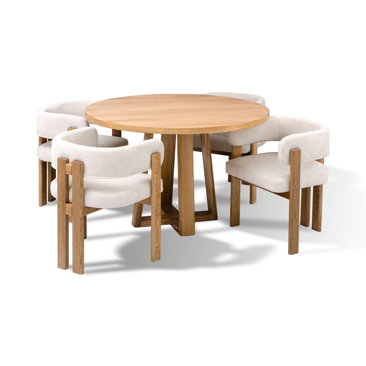 Comedor 4 Puestos Sabina Chenille Trivia Marfil, Natural