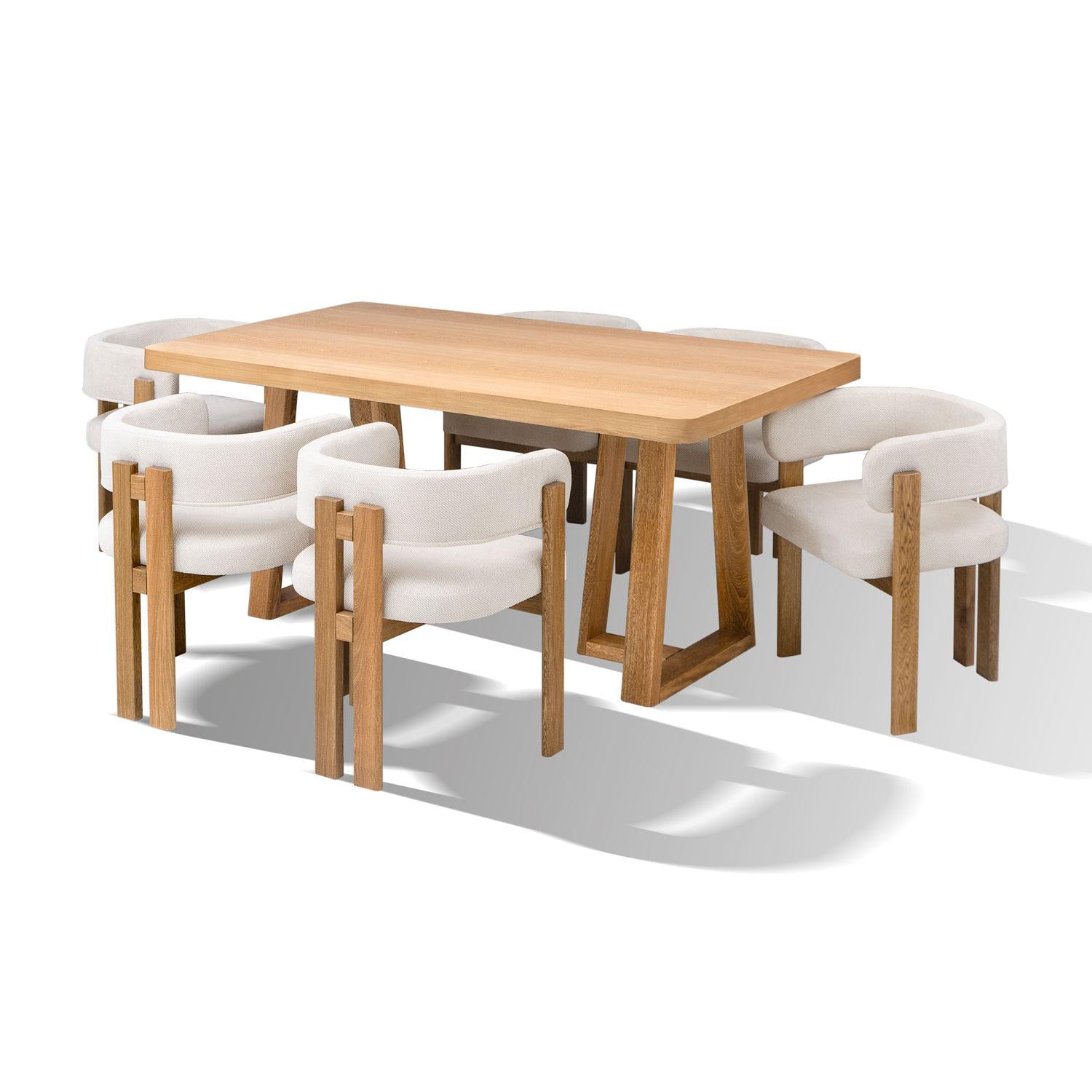 Comedor 6 Puestos Sabina Chenille Trivia Marfil, Natural