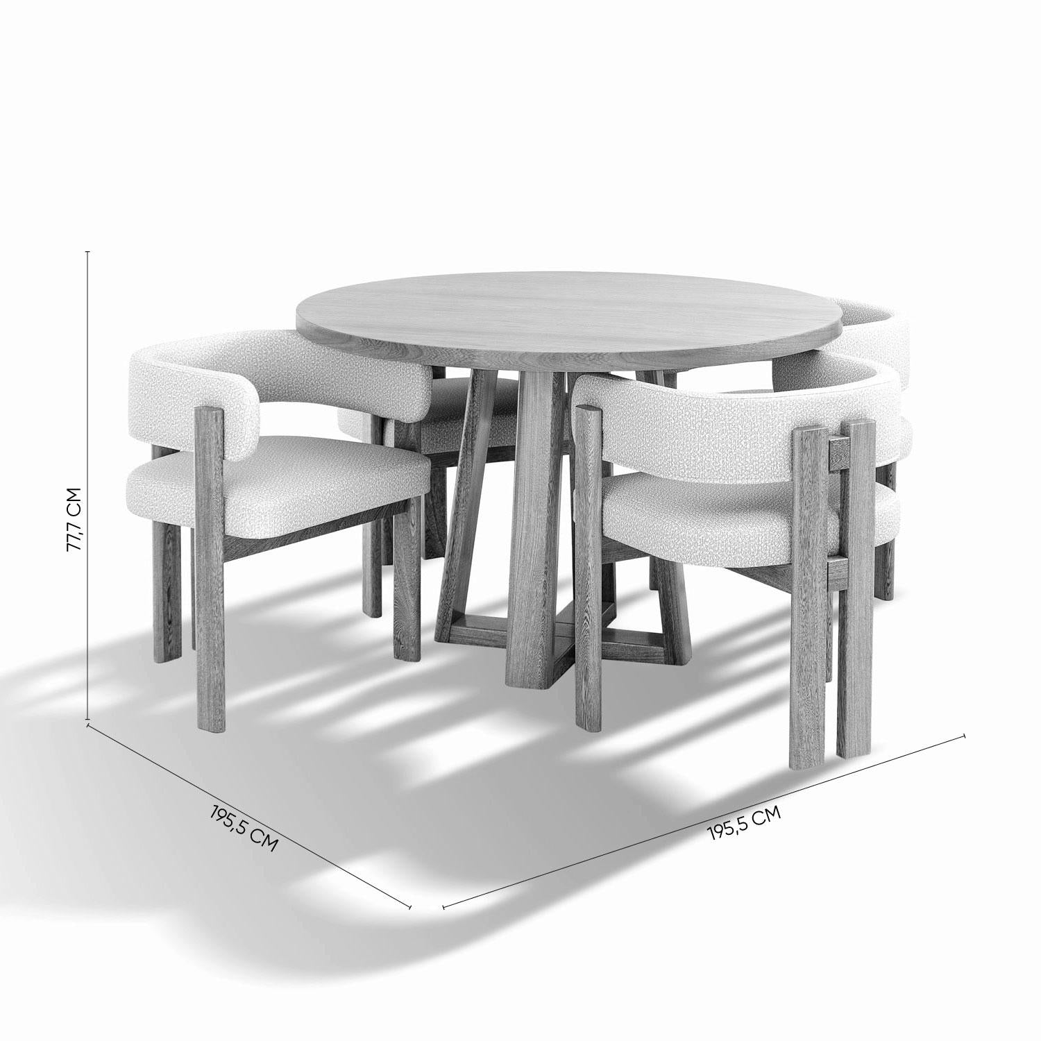 Comedor 4 Puestos Sabina Chenille Trivia Marfil, Natural