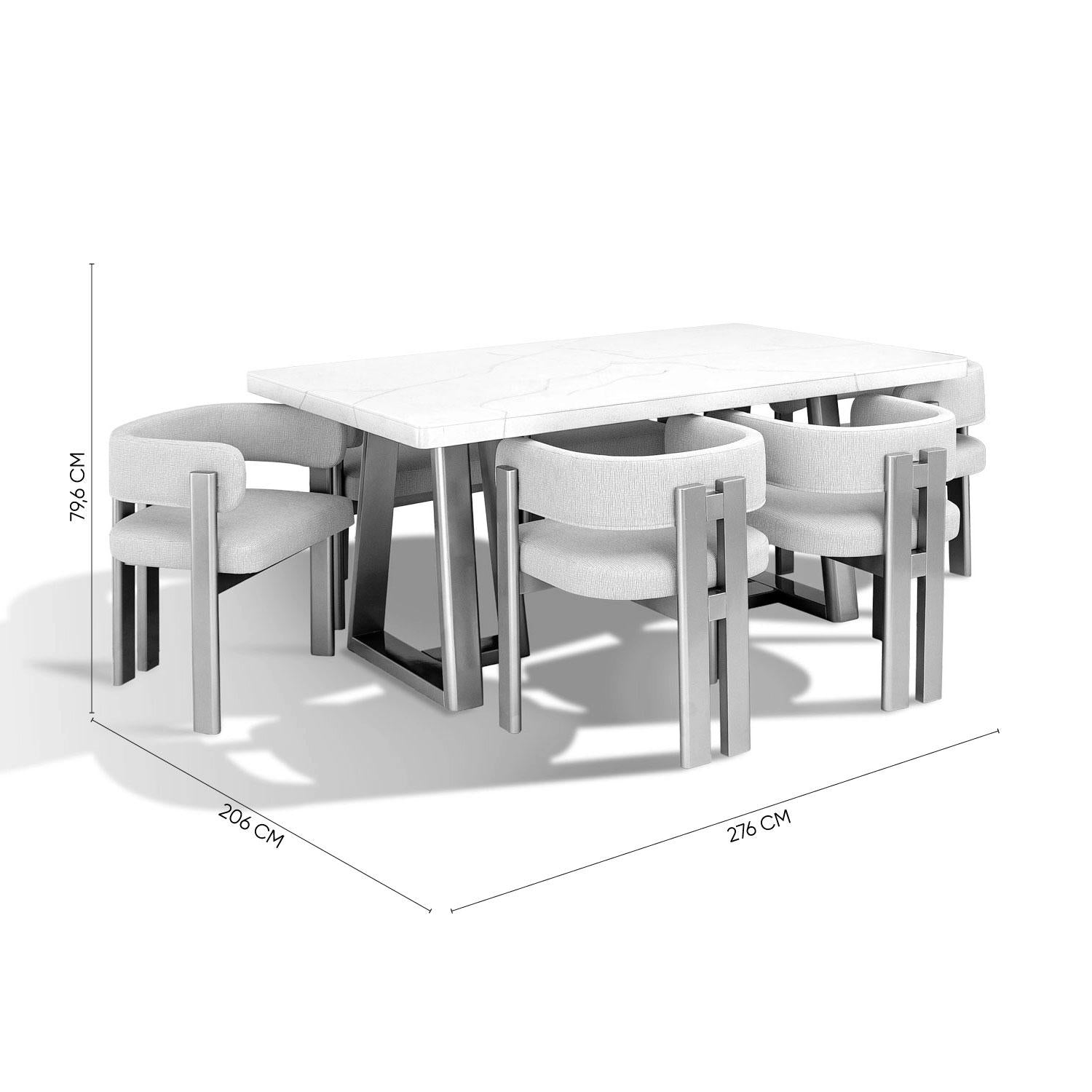 Comedor 6 Puestos Sabina Chenille Trivia Marfil, Natural