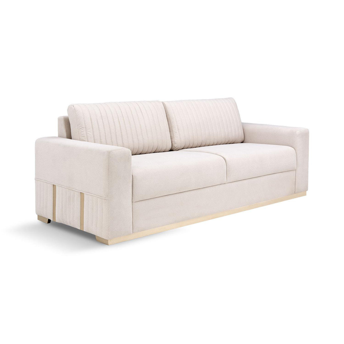Sofá 3 Puestos Napoli Velvet Serena Crema, Champaña