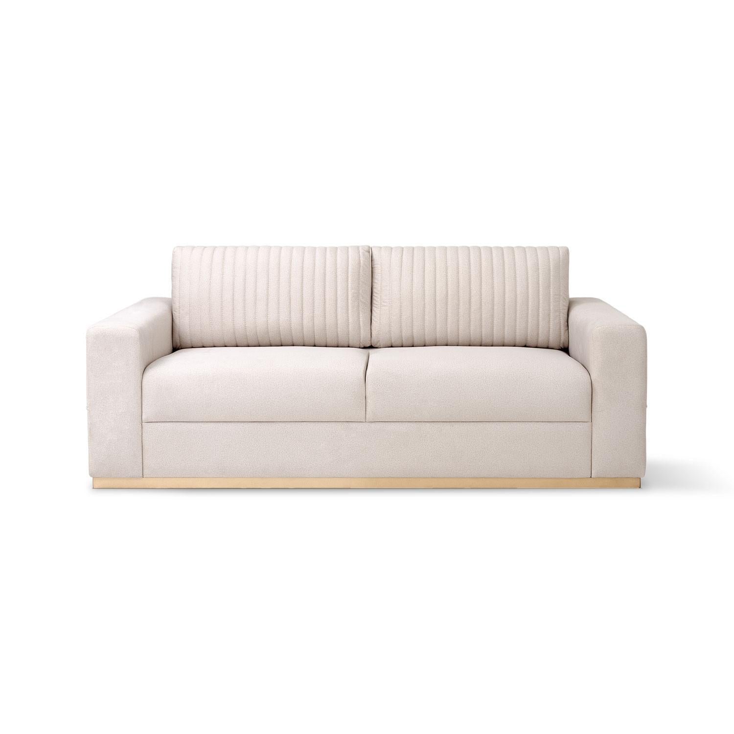 Sofá 2 Puestos Napoli Velvet Serena Crema,Champaña