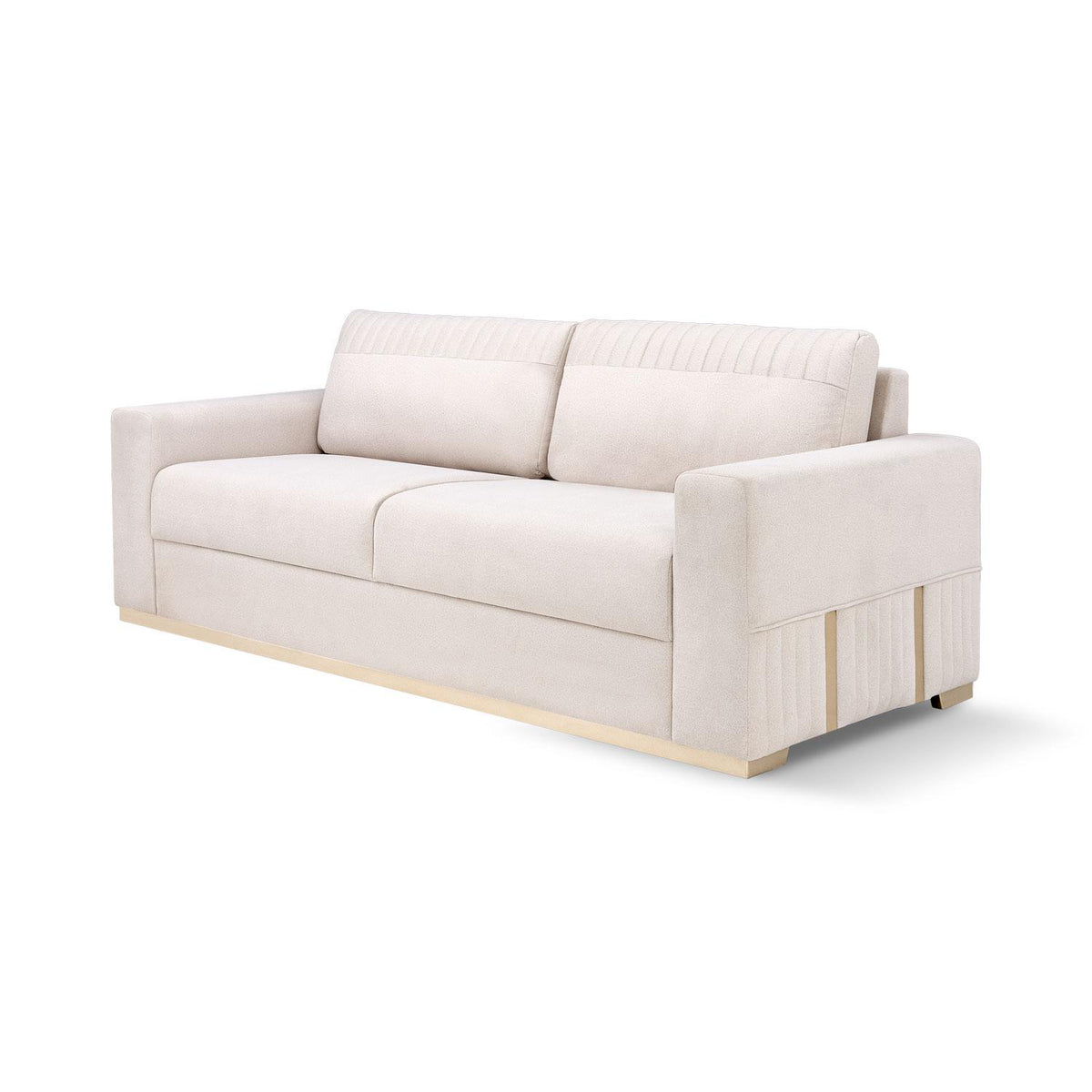 Sofá 3 Puestos Napoli Velvet Serena Crema, Champaña