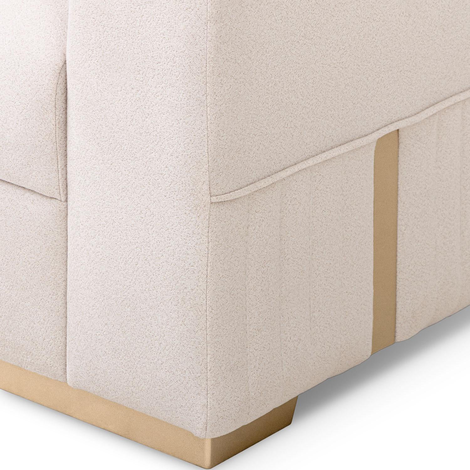 Sofá 3 Puestos Napoli Velvet Serena Crema, Champaña