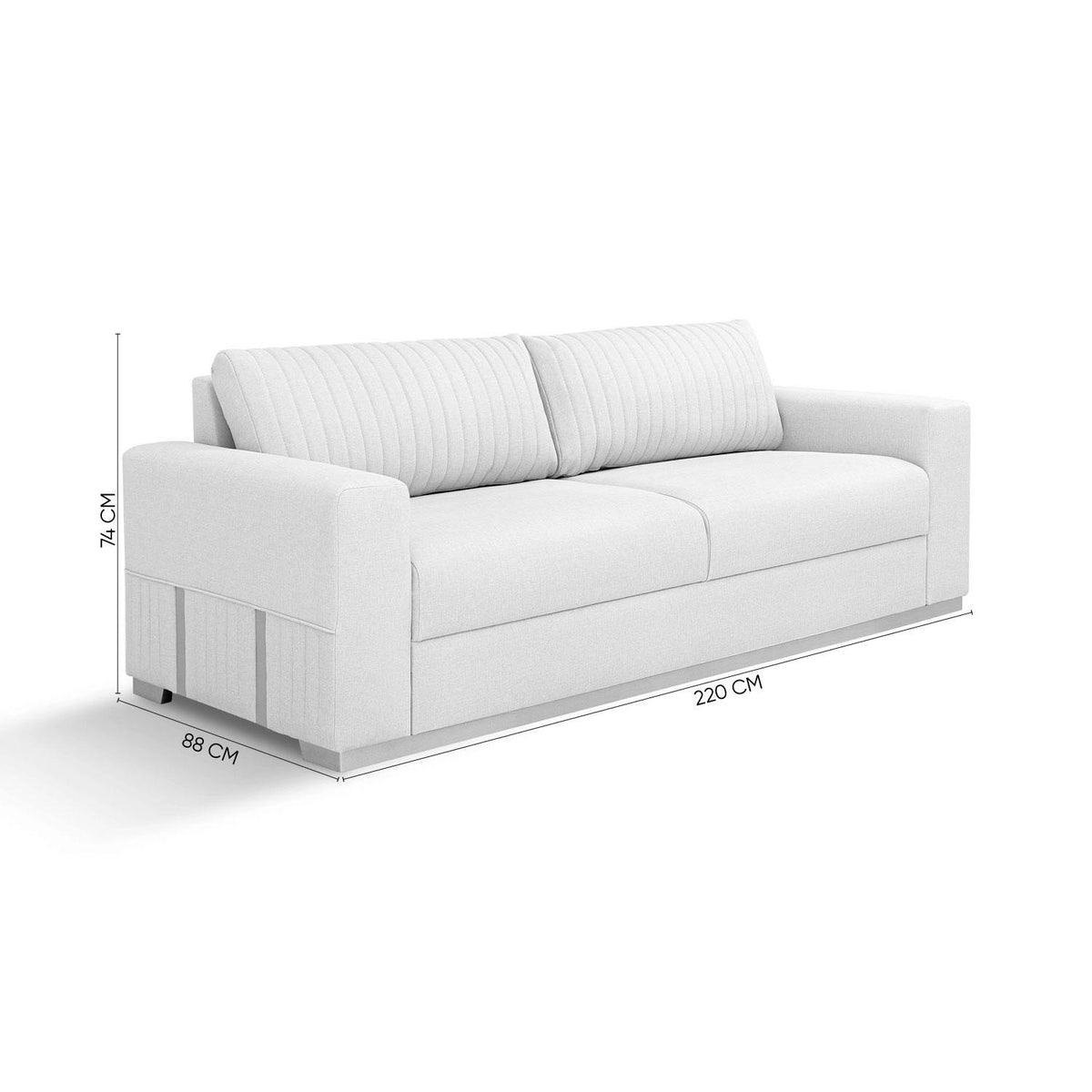 Sofá 3 Puestos Napoli Velvet Serena Crema, Champaña