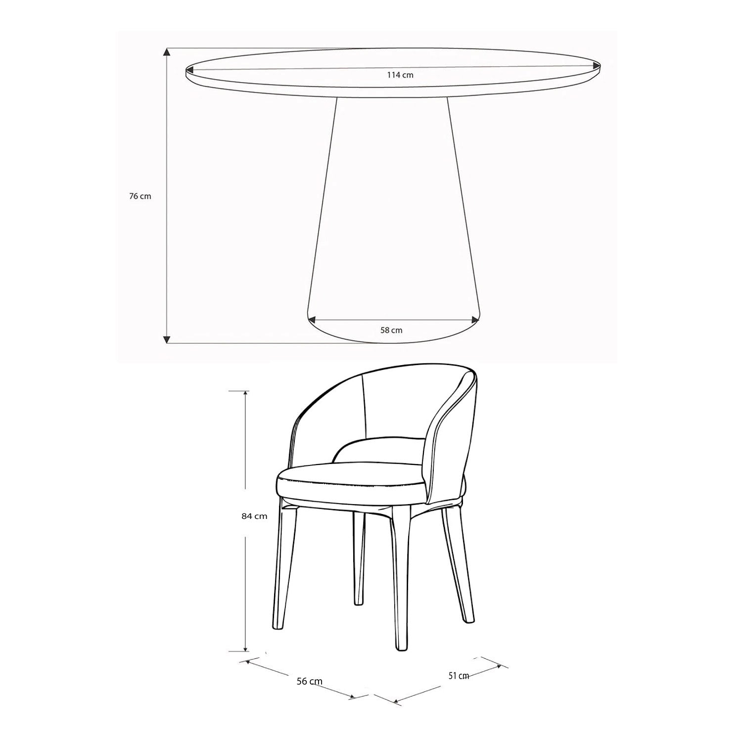 Comedor 4 Puestos Fiori Imputu Beige, Natural