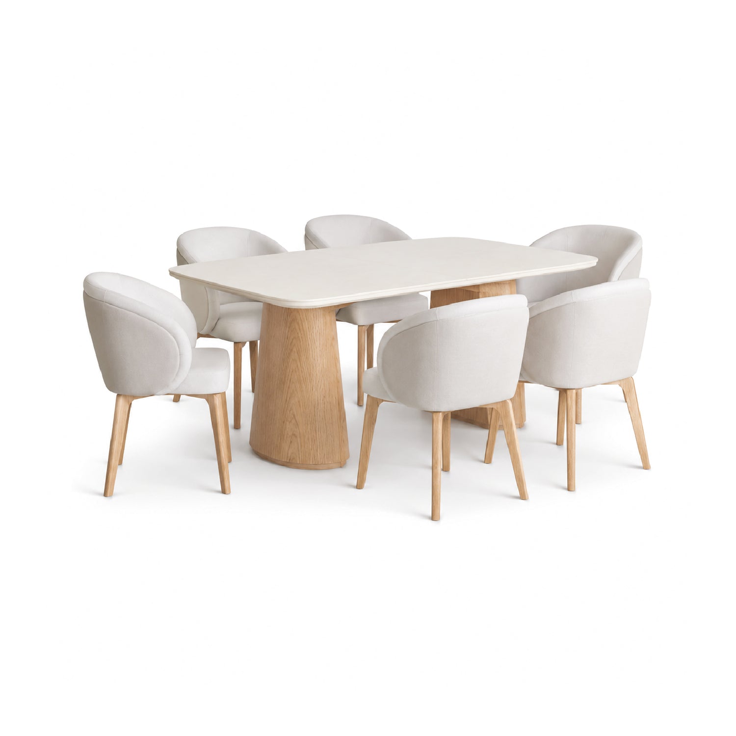 Comedor 6 Puestos Vitta Velvet Impetu Beige, Natural