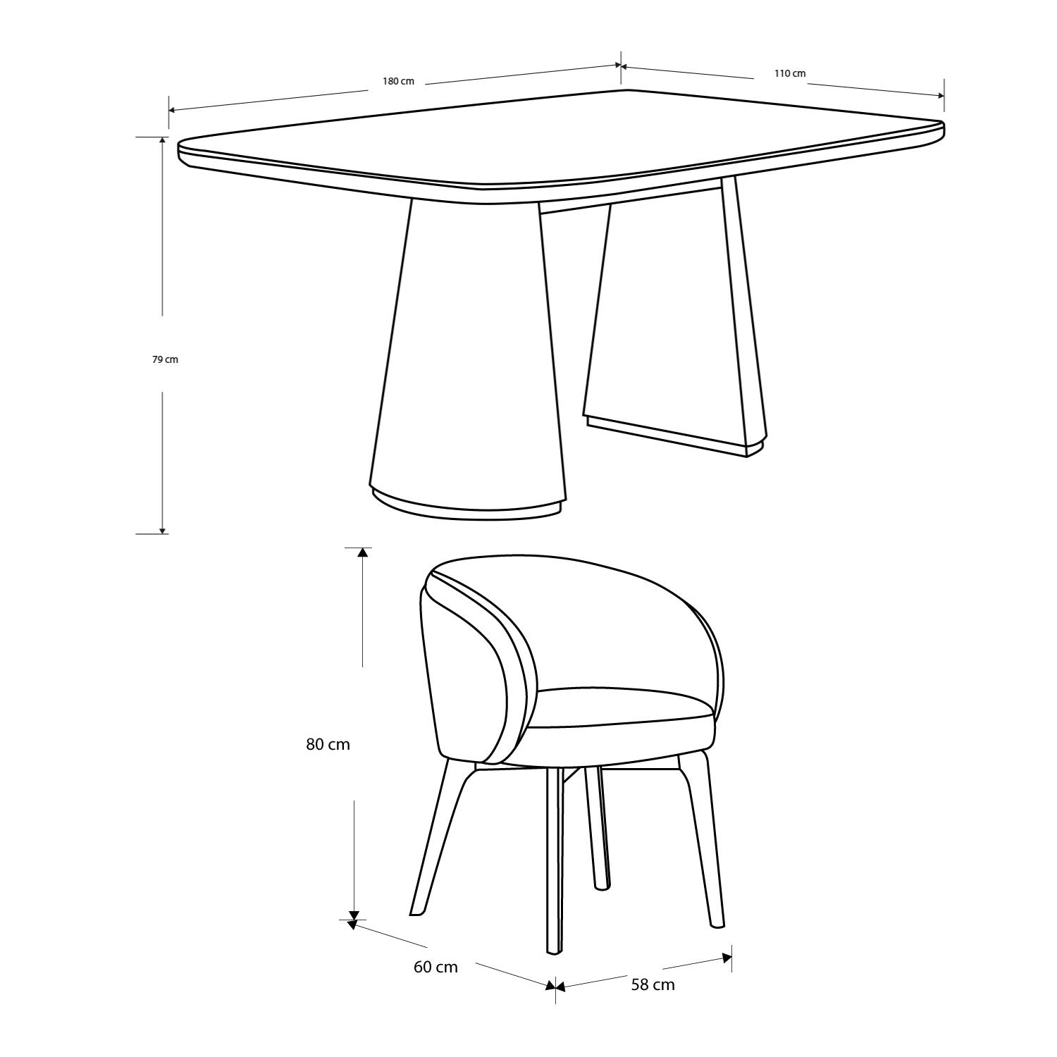 Comedor 6 Puestos Vitta Velvet Impetu Beige, Natural