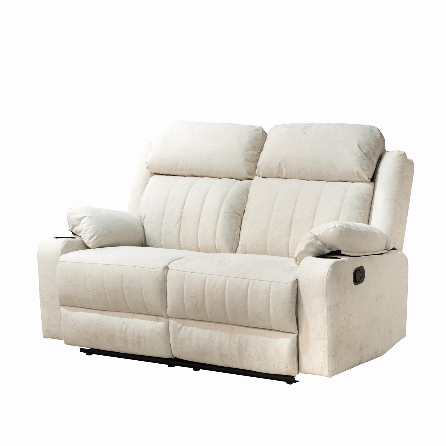 Sofá Reclinable 2 Puestos Dylan Velvet Mussi Crudo