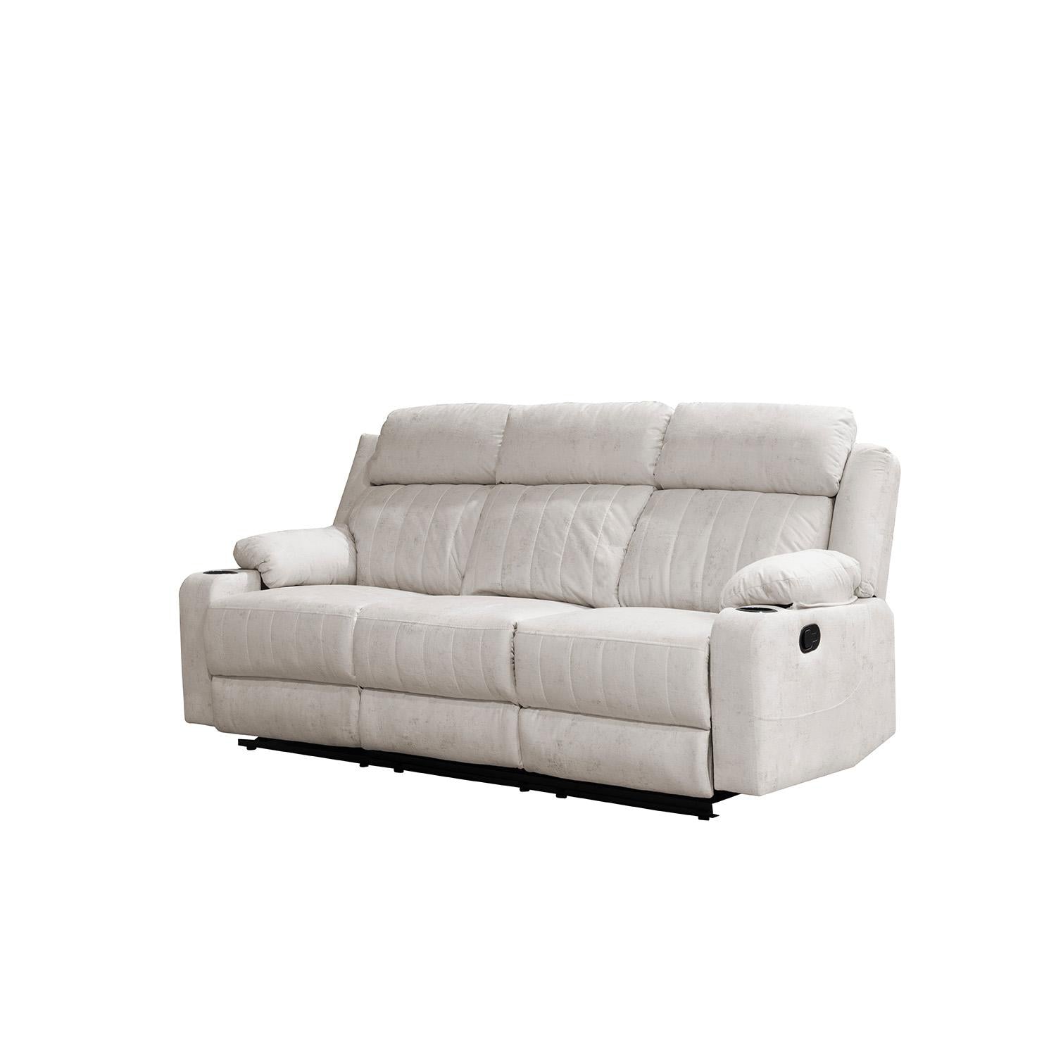 Sofá Reclinable 3 Puestos Dylan Velvet Mussi Crudo