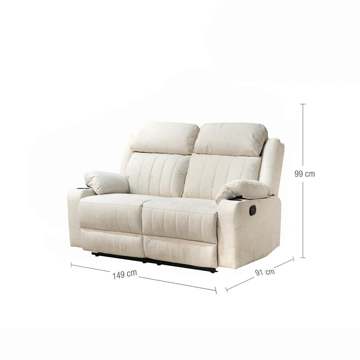 Sofá Reclinable 2 Puestos Dylan Velvet Mussi Crudo
