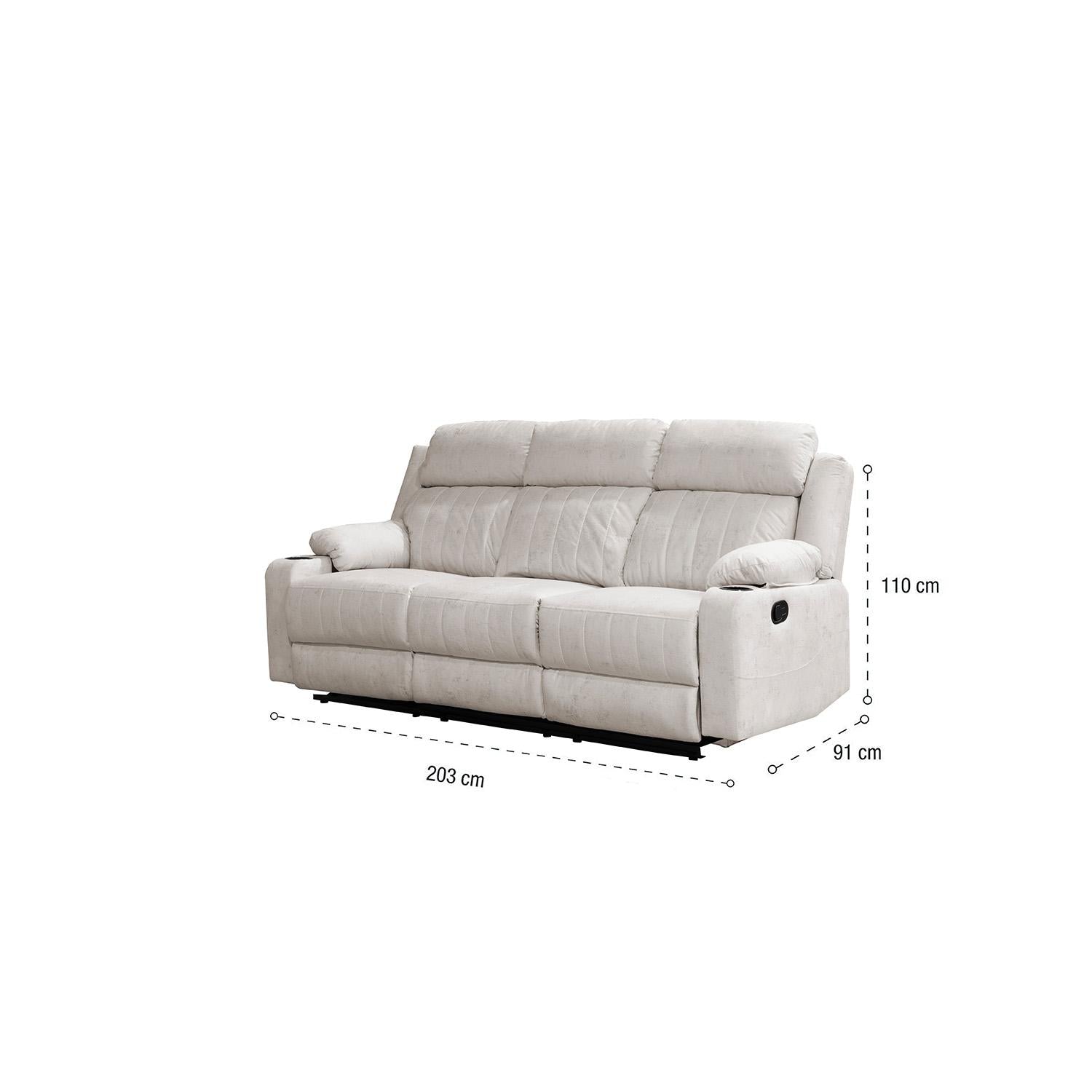 Sofá Reclinable 3 Puestos Dylan Velvet Mussi Crudo
