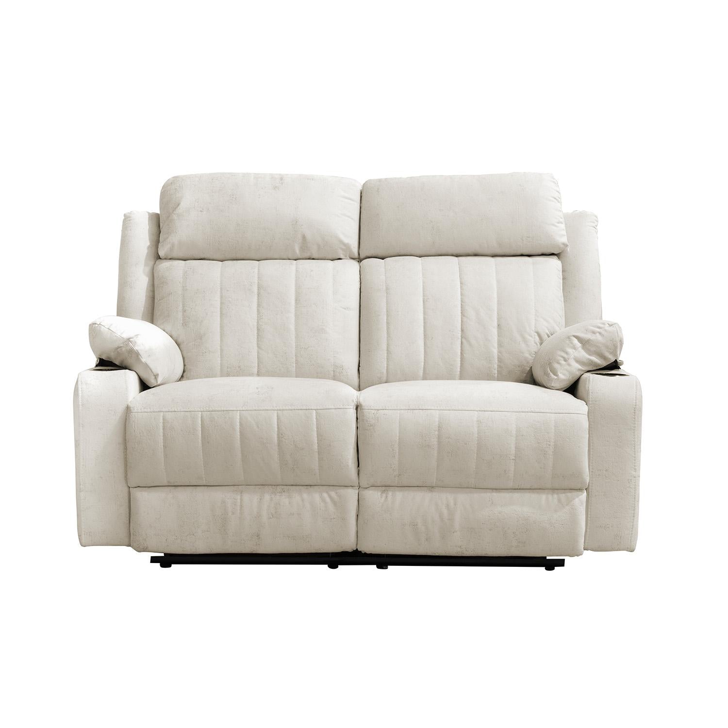 Sofá Reclinable 2 Puestos Dylan Velvet Mussi Crudo