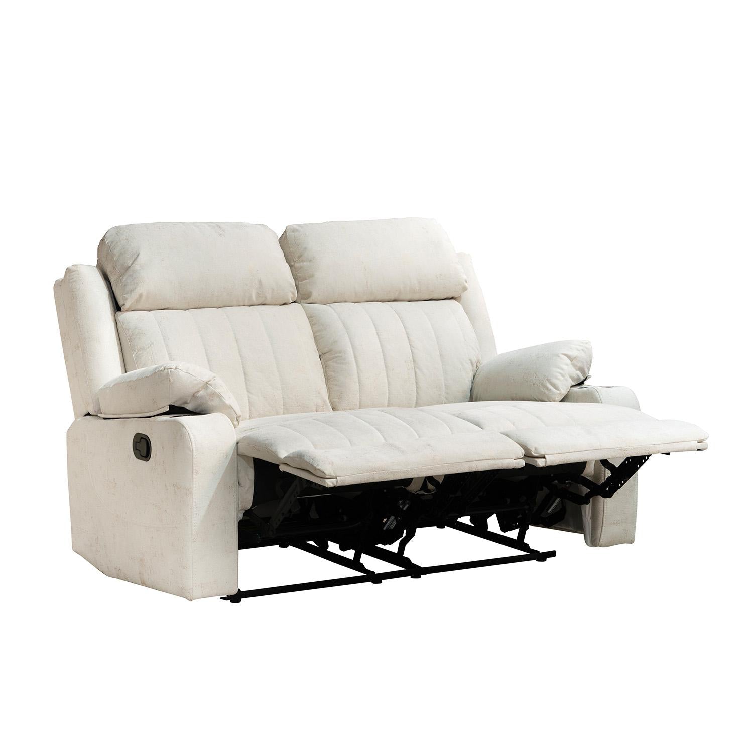 Sofá Reclinable 2 Puestos Dylan Velvet Mussi Crudo