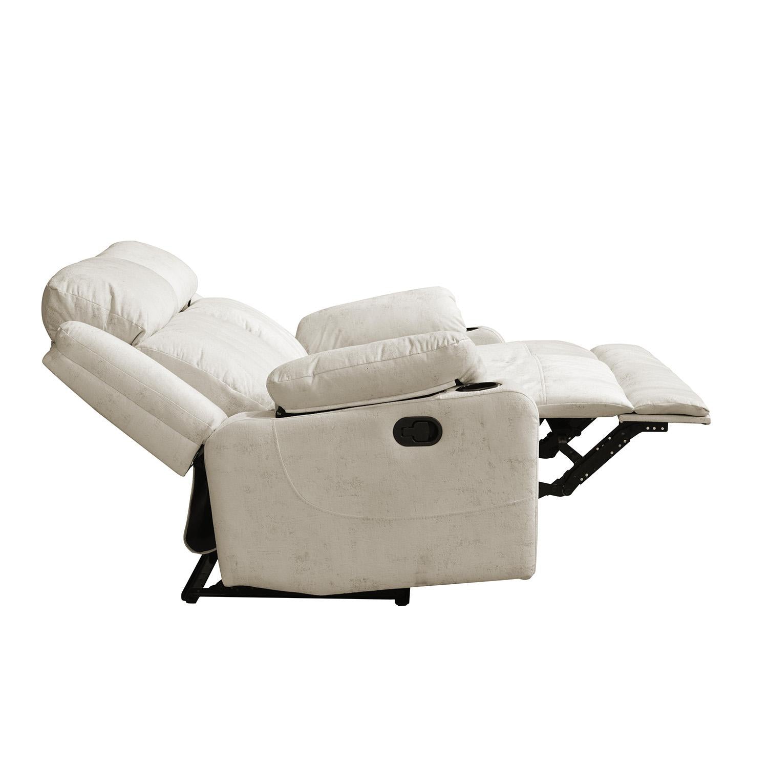 Sofá Reclinable 2 Puestos Dylan Velvet Mussi Crudo