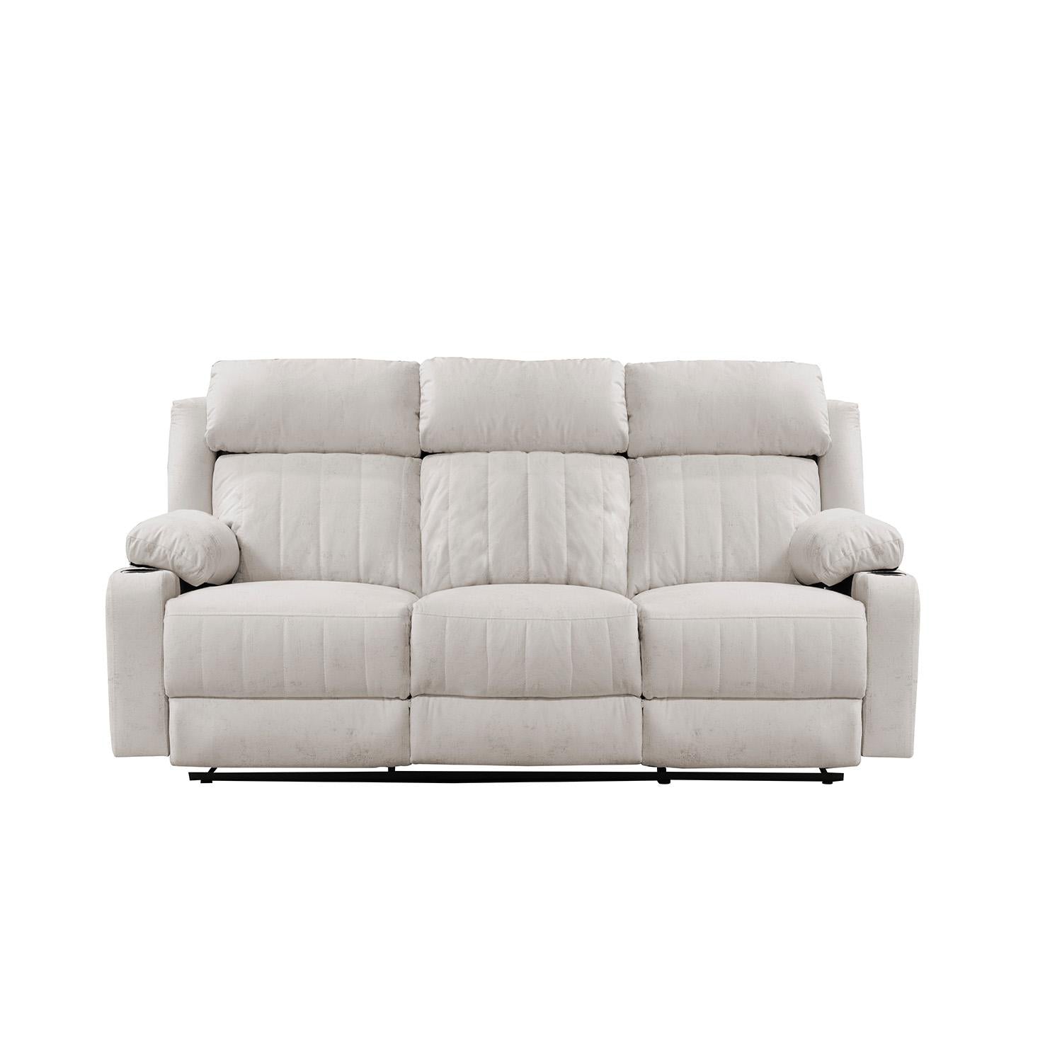 Sofá Reclinable 3 Puestos Dylan Velvet Mussi Crudo