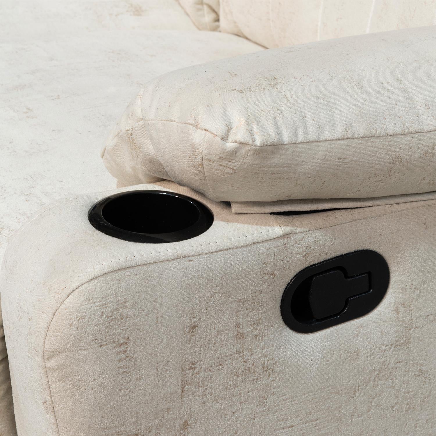 Sofá Reclinable 3 Puestos Dylan Velvet Mussi Crudo
