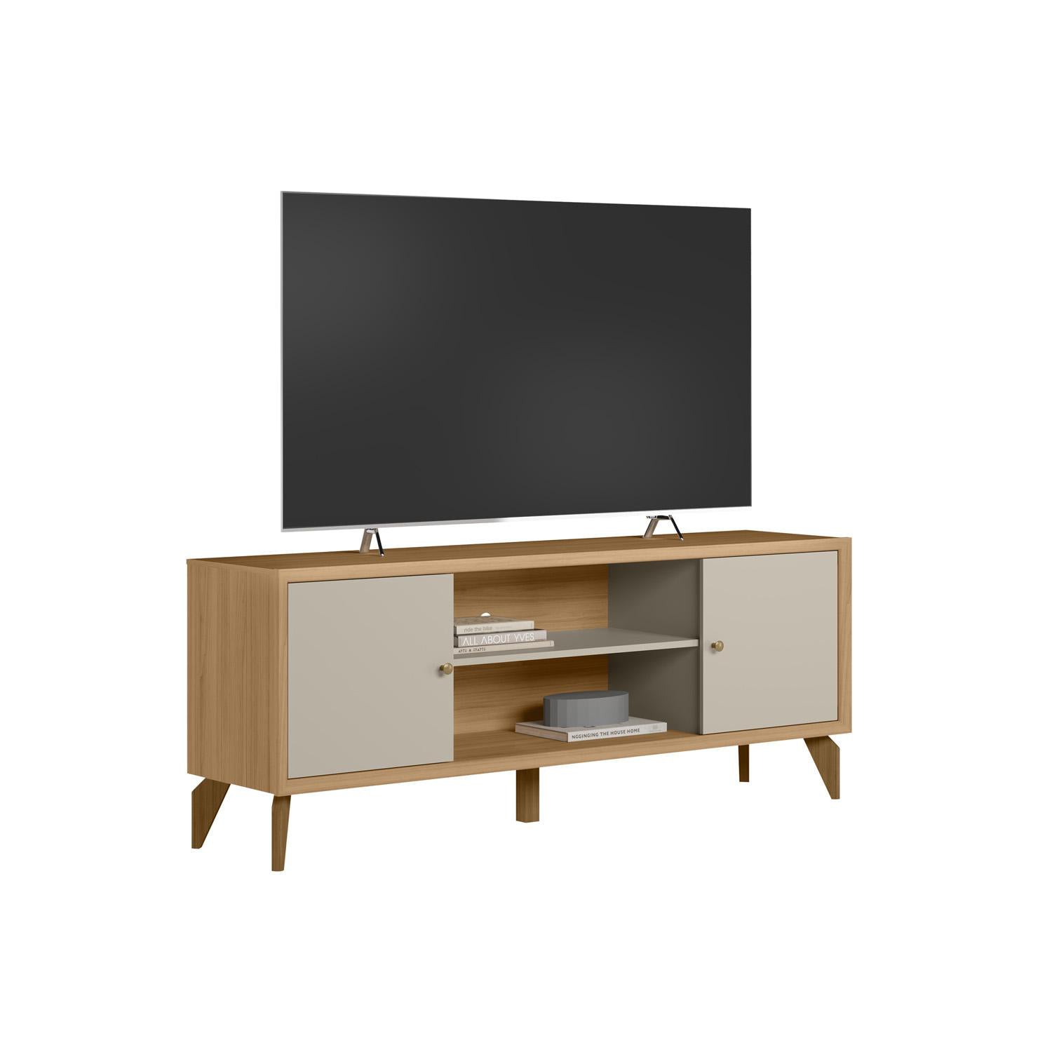Mesa De Tv 160X62X38 Portela Natural, Off White
