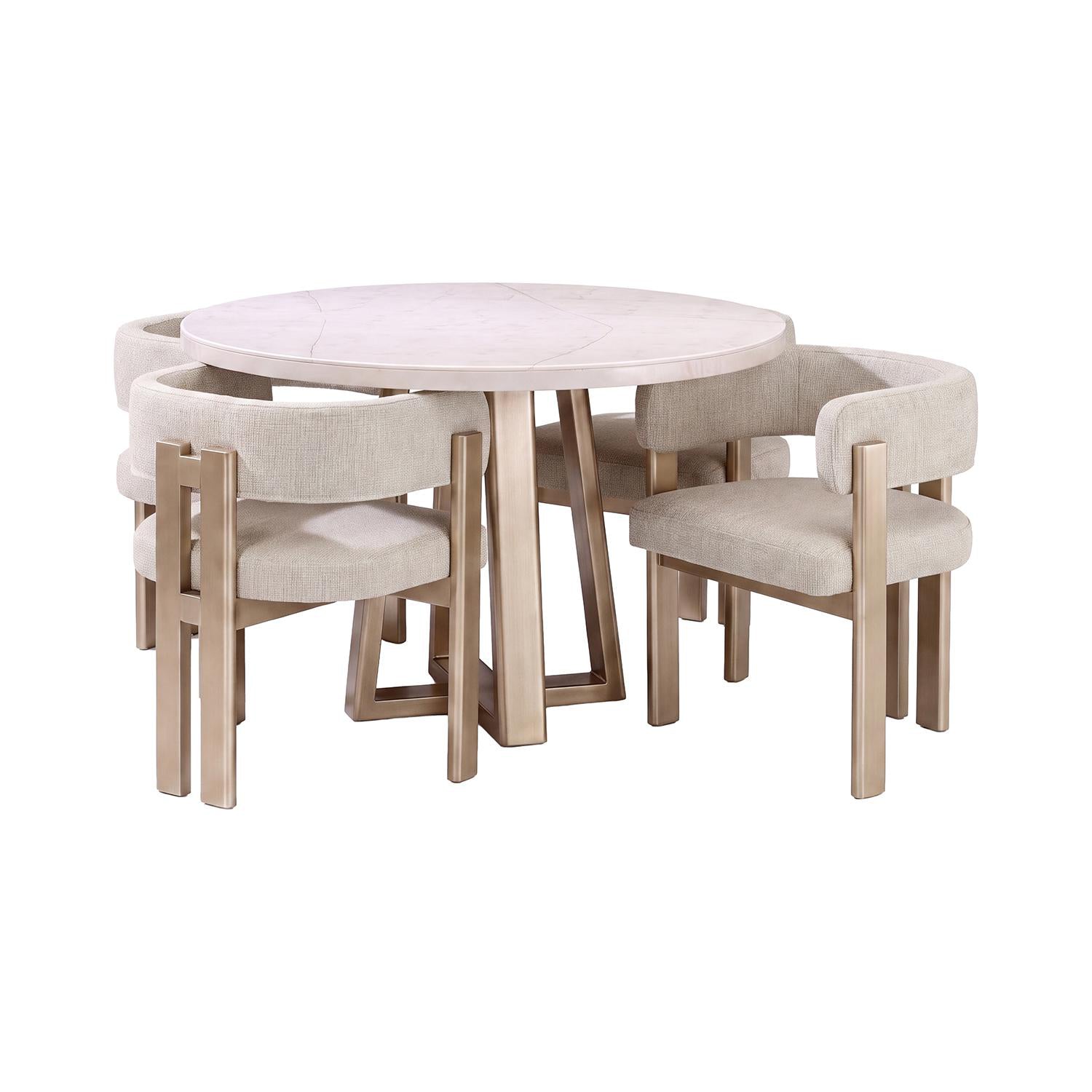 Comedor 4 Puestos Sabina Eurolino Genova Crema, Champaña.